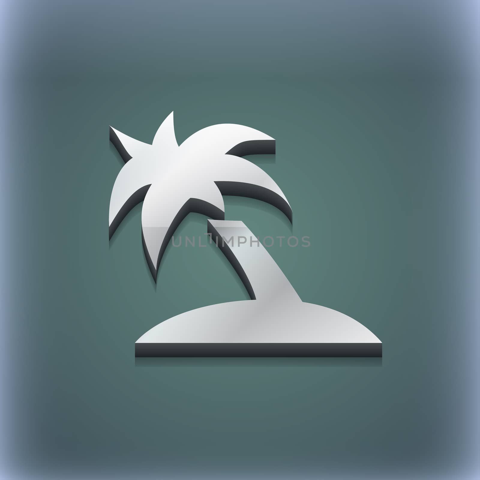 Palm Tree, Travel trip icon symbol. 3D style. Trendy, modern design with space for your text . Raster by serhii_lohvyniuk