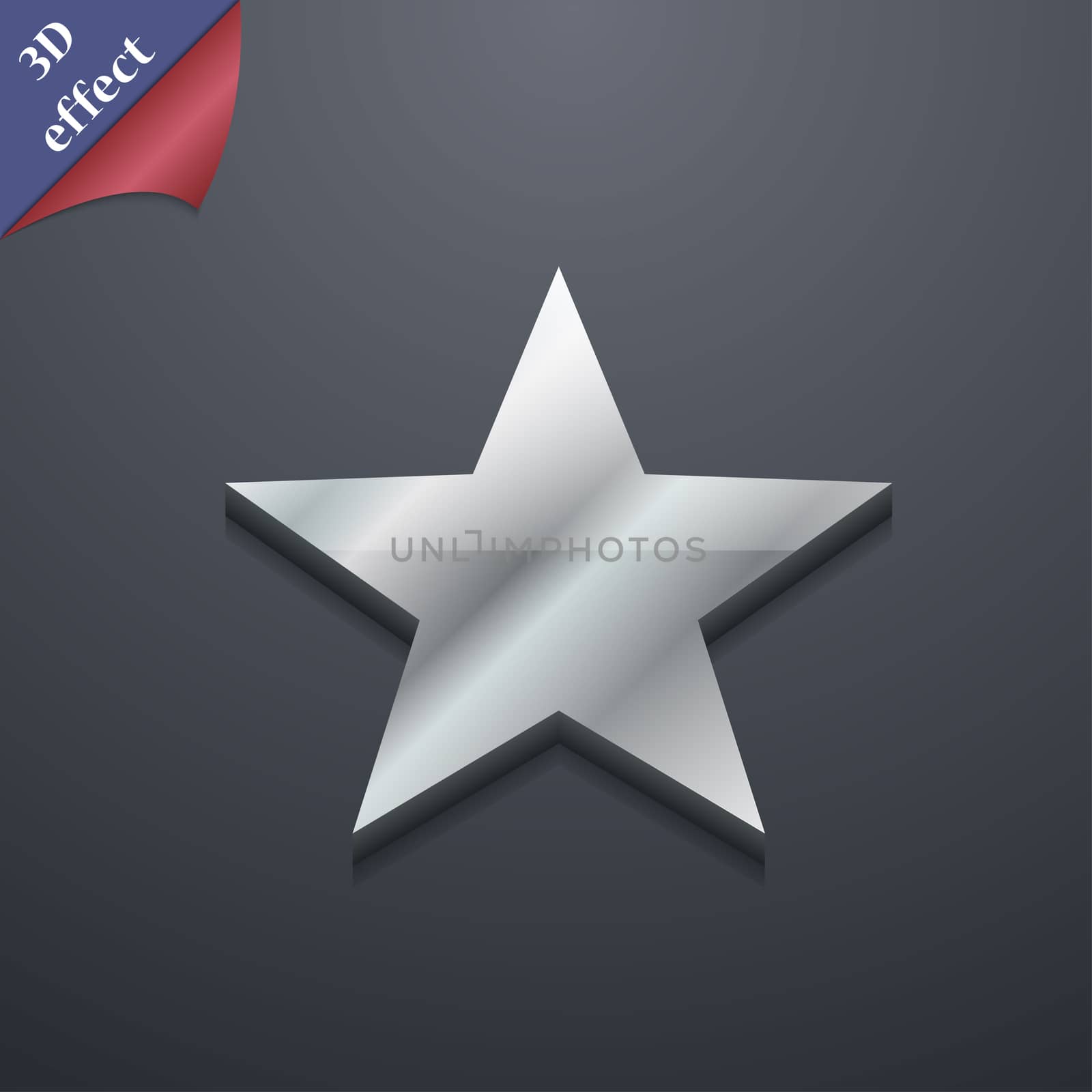 Star, Favorite icon symbol. 3D style. Trendy, modern design with space for your text illustration. Rastrized copy