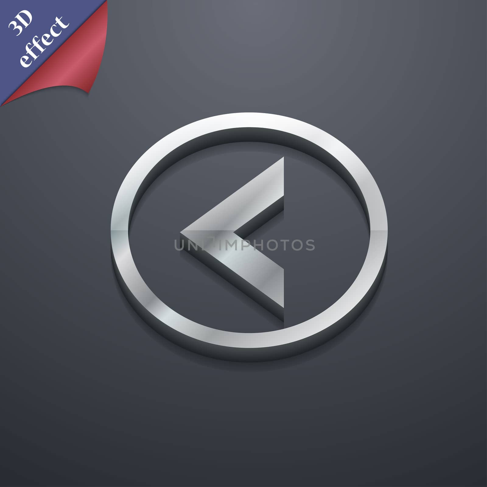 Arrow left, Way out icon symbol. 3D style. Trendy, modern design with space for your text . Rastrized by serhii_lohvyniuk