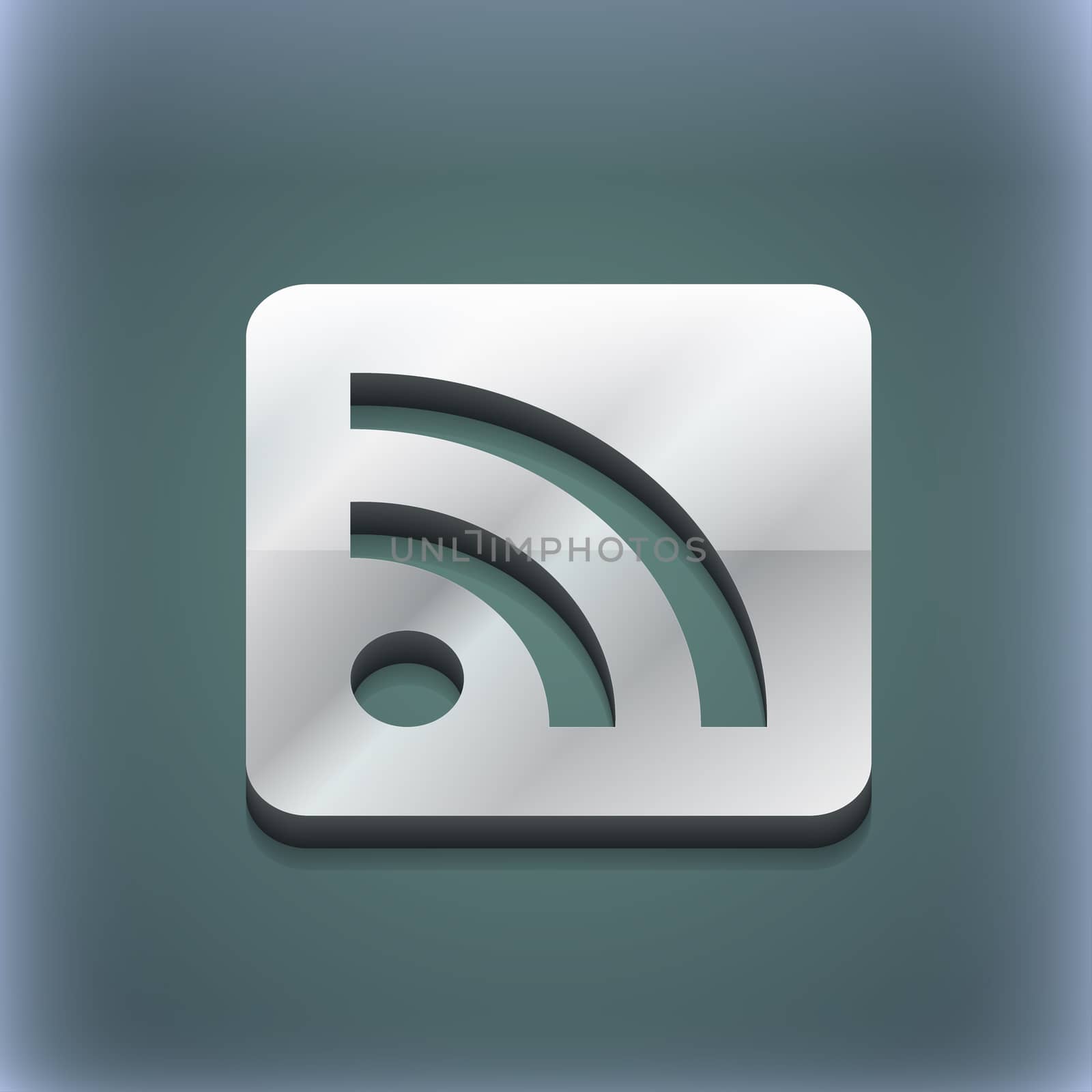 RSS feed icon symbol. 3D style. Trendy, modern design with space for your text . Raster by serhii_lohvyniuk