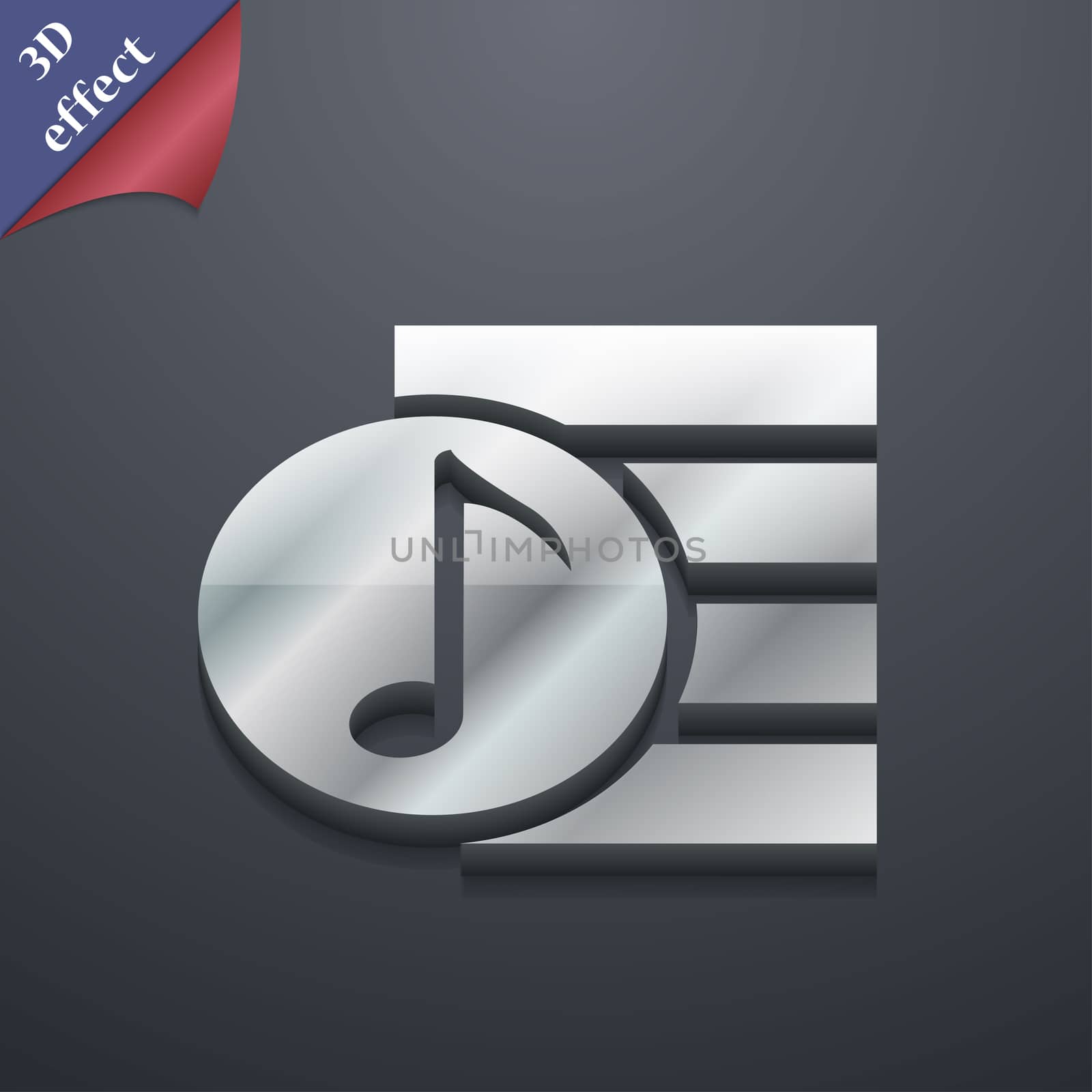 Audio, MP3 file icon symbol. 3D style. Trendy, modern design with space for your text illustration. Rastrized copy