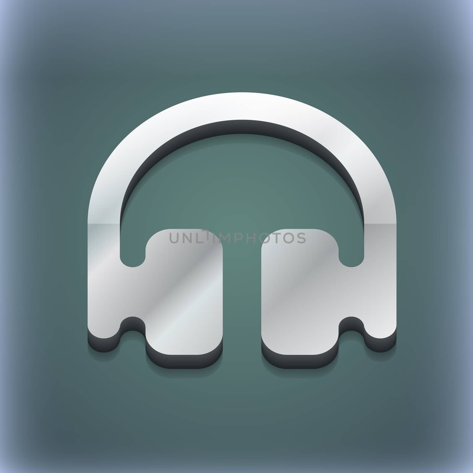 Headphones, Earphones icon symbol. 3D style. Trendy, modern design with space for your text illustration. Raster version