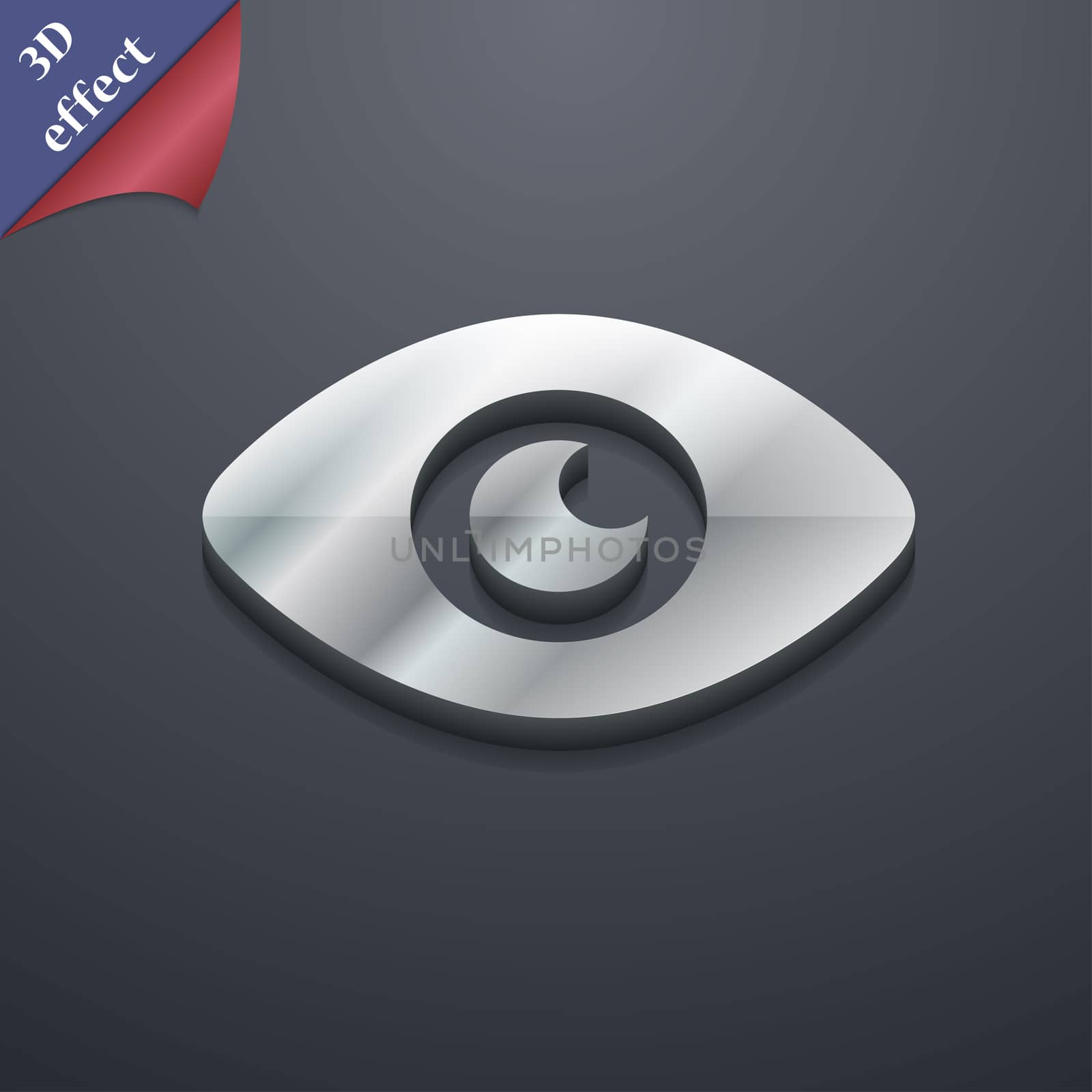 Eye, Publish content icon symbol. 3D style. Trendy, modern design with space for your text illustration. Rastrized copy