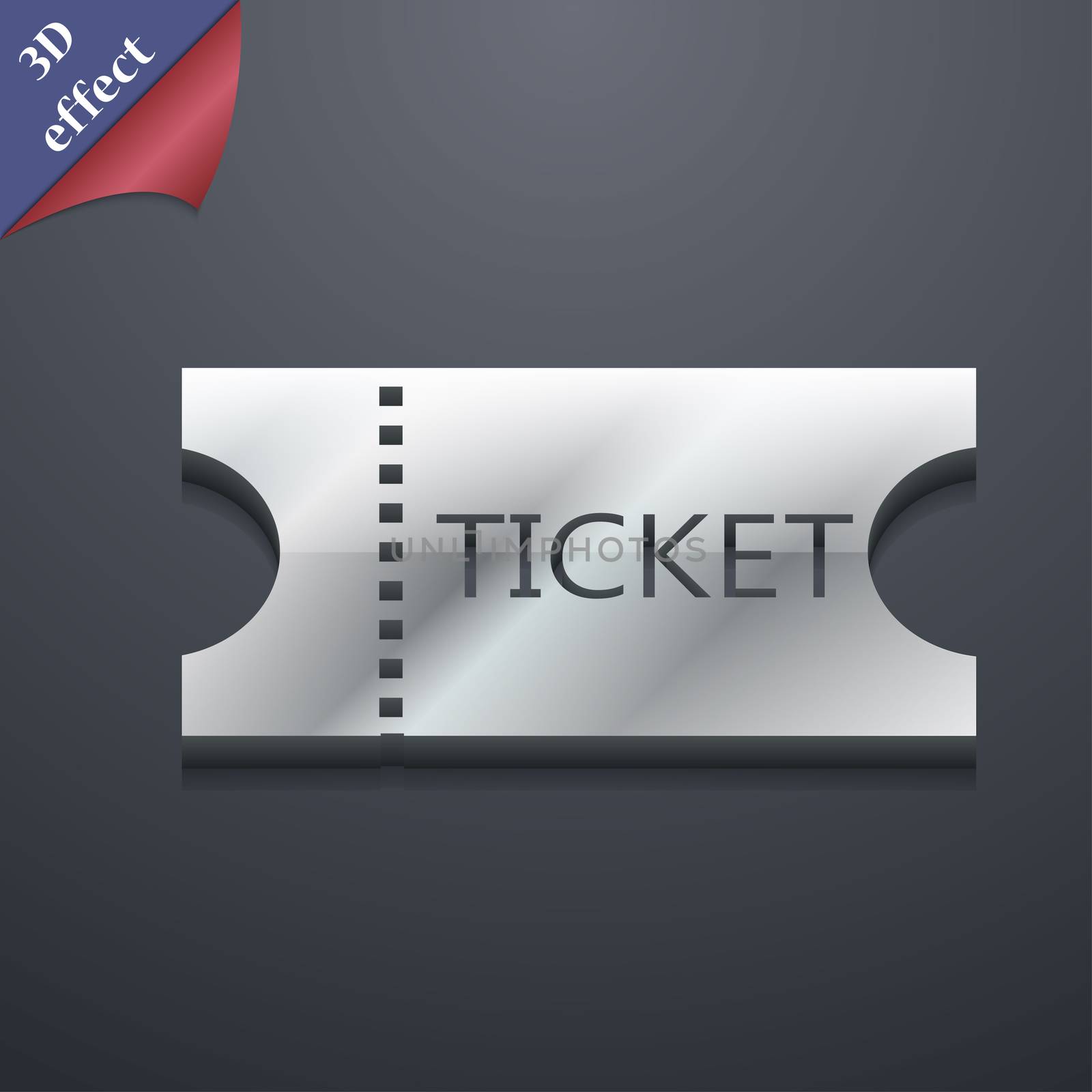 ticket icon symbol. 3D style. Trendy, modern design with space for your text illustration. Rastrized copy