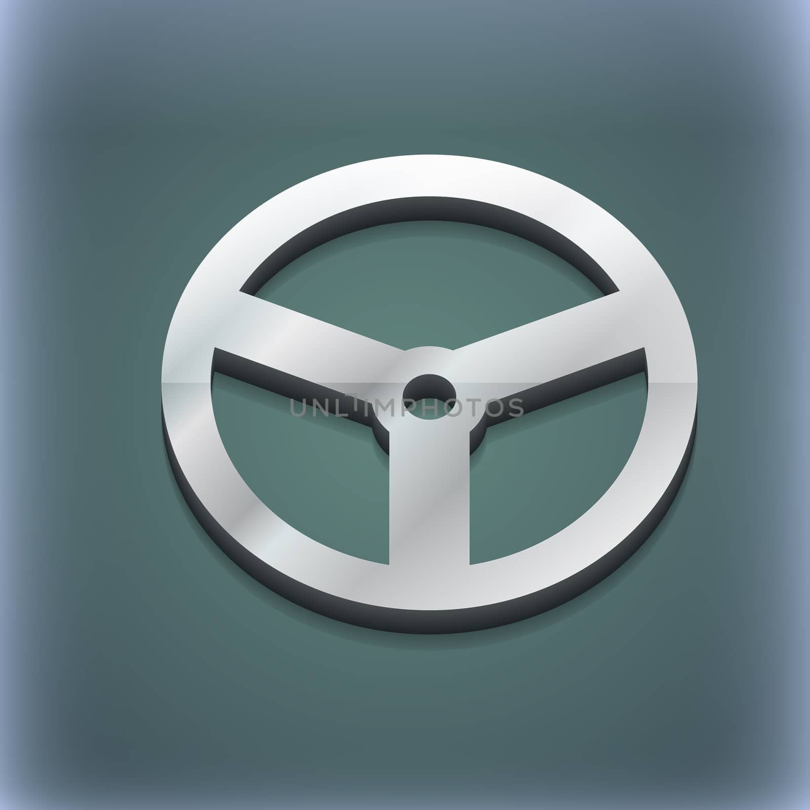 Steering wheel icon symbol. 3D style. Trendy, modern design with space for your text . Raster by serhii_lohvyniuk