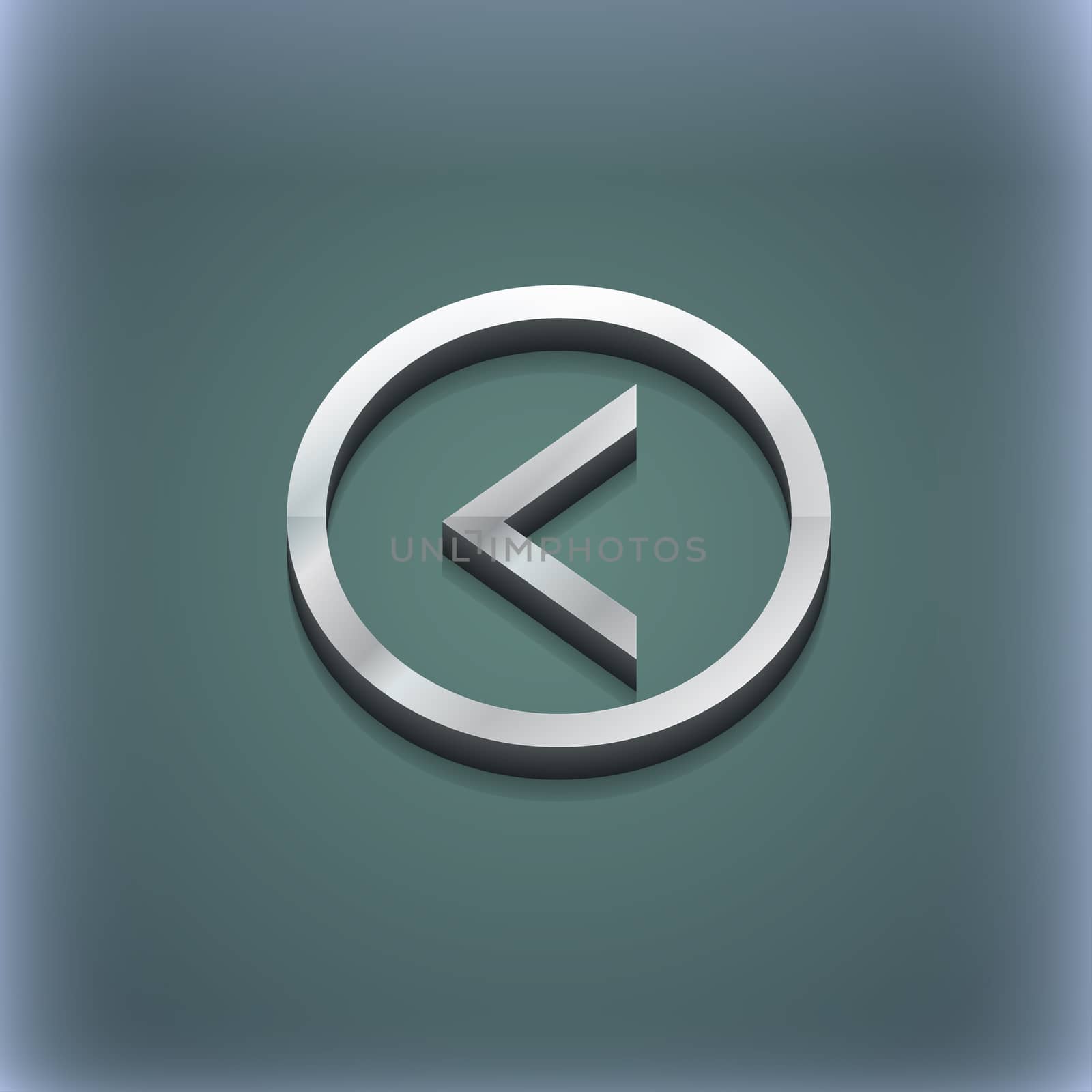 Arrow left, Way out icon symbol. 3D style. Trendy, modern design with space for your text . Raster by serhii_lohvyniuk