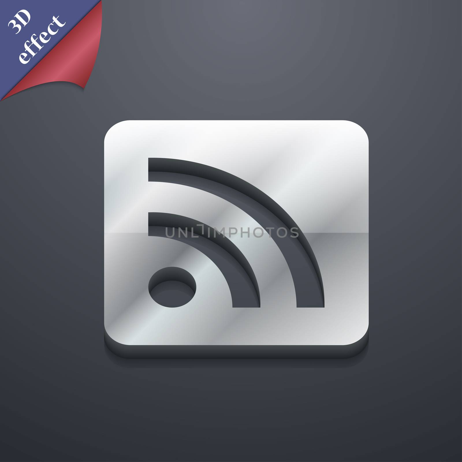 RSS feed icon symbol. 3D style. Trendy, modern design with space for your text . Rastrized by serhii_lohvyniuk