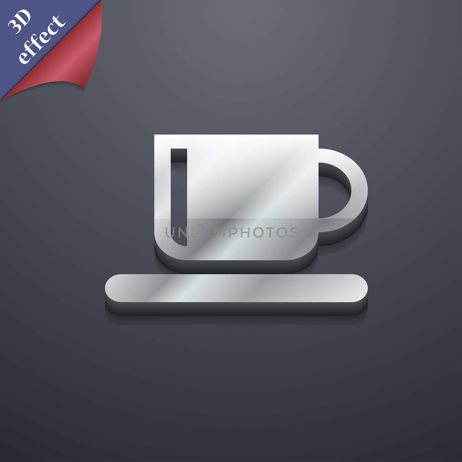 Coffee cup icon symbol. 3D style. Trendy, modern design with space for your text . Rastrized by serhii_lohvyniuk