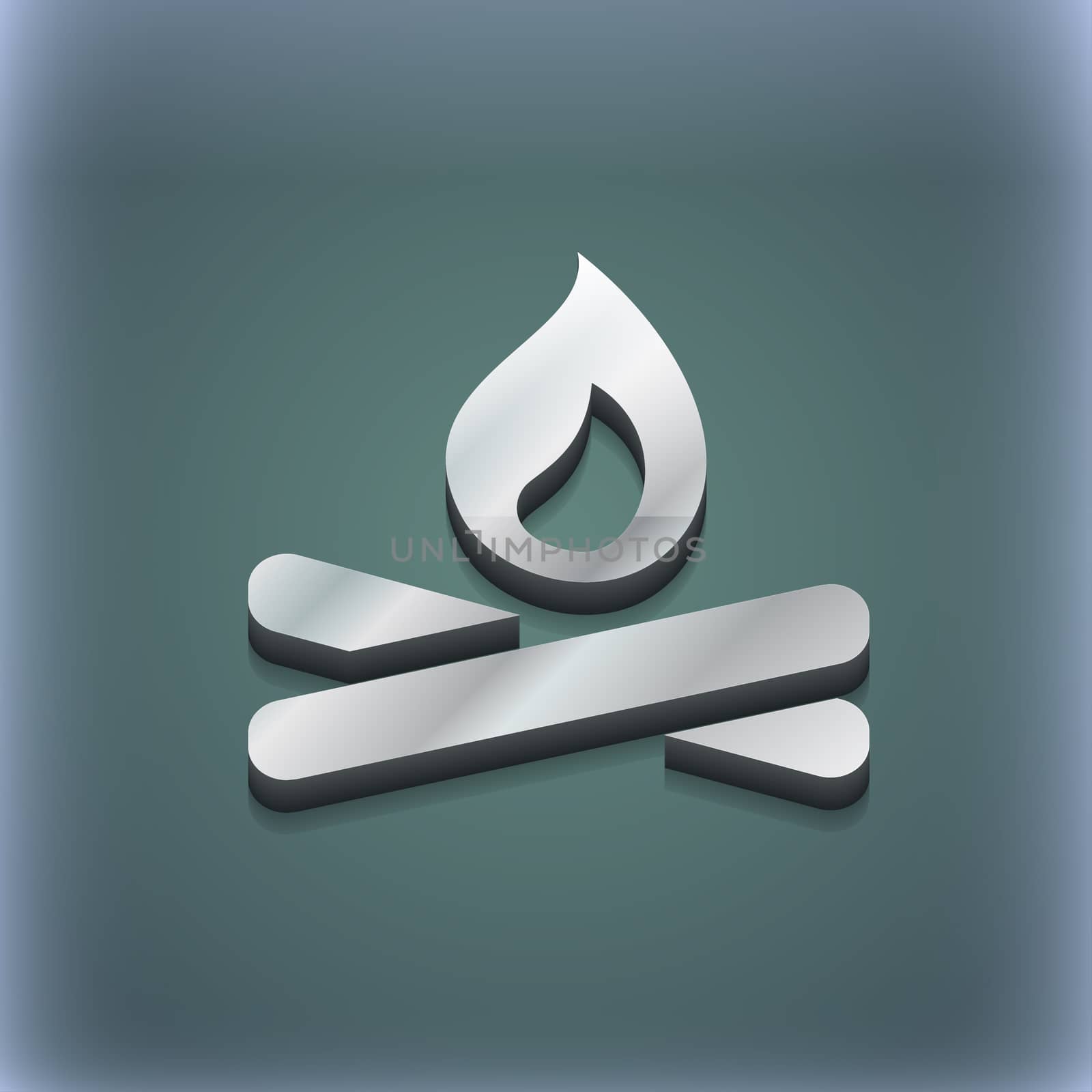Fire flame icon symbol. 3D style. Trendy, modern design with space for your text illustration. Raster version