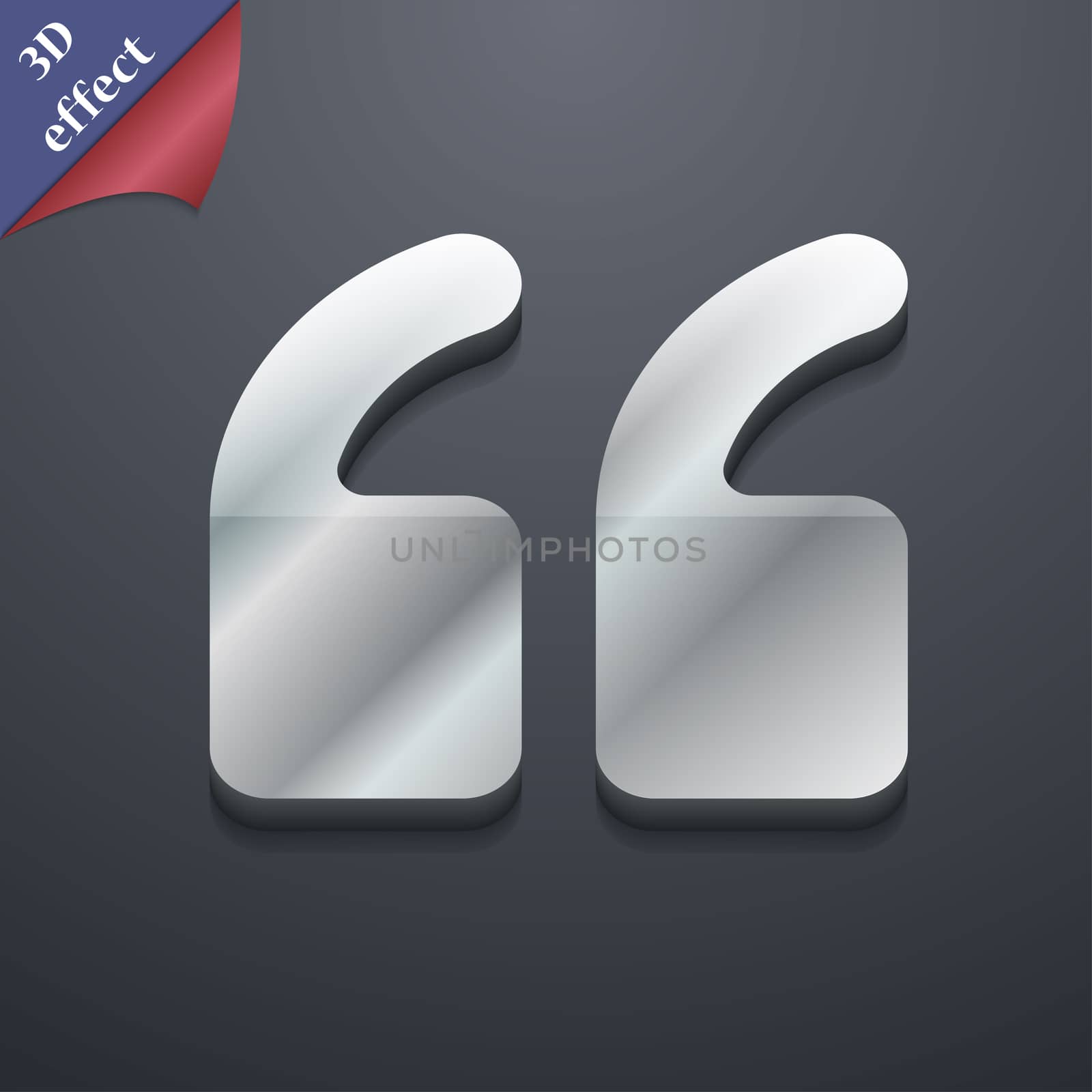 Double quotes at the beginning of words icon symbol. 3D style. Trendy, modern design with space for your text . Rastrized by serhii_lohvyniuk