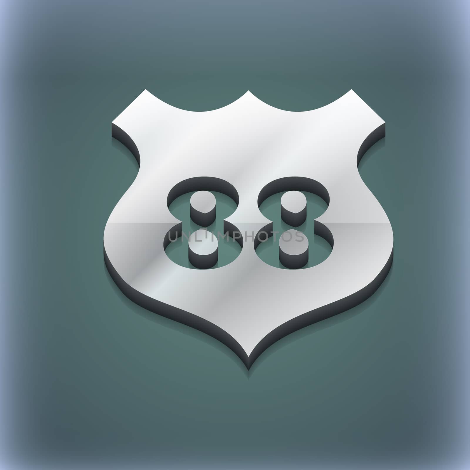 Route 88 highway icon symbol. 3D style. Trendy, modern design with space for your text . Raster by serhii_lohvyniuk