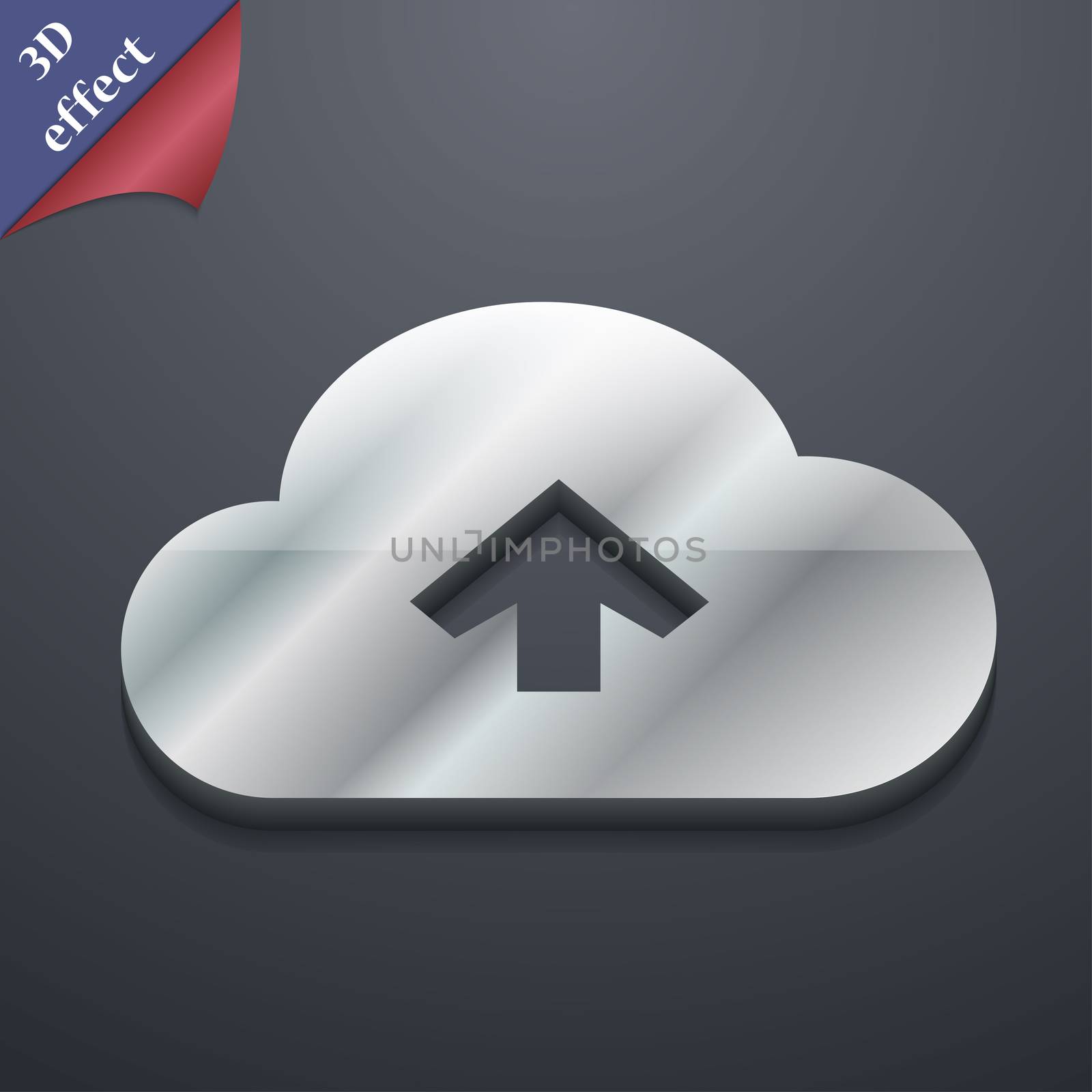 Upload from cloud icon symbol. 3D style. Trendy, modern design with space for your text illustration. Rastrized copy