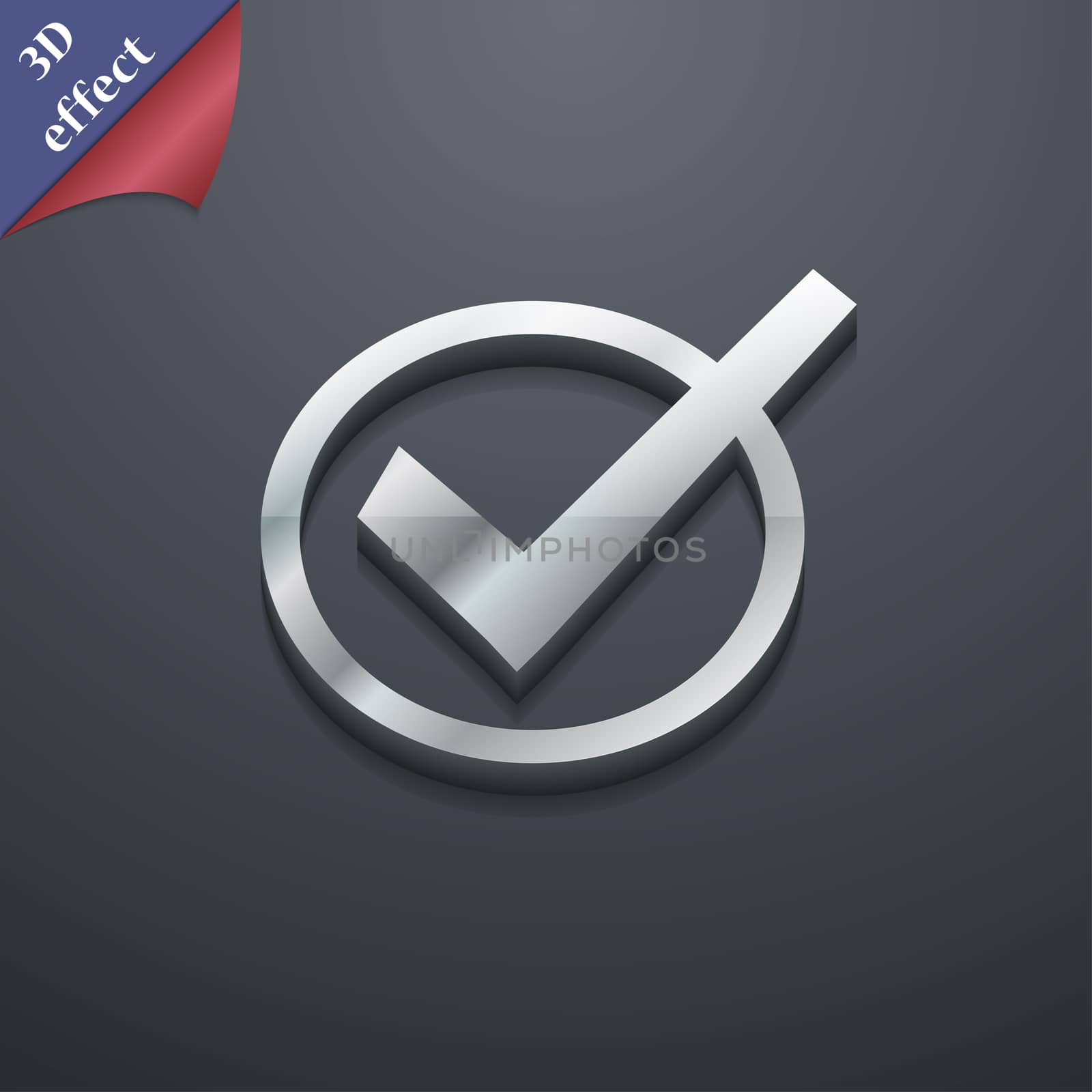 Check mark, tik icon symbol. 3D style. Trendy, modern design with space for your text illustration. Rastrized copy