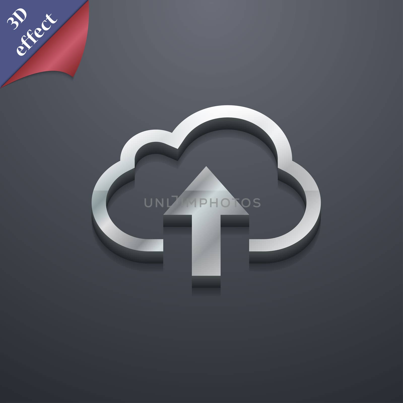 Upload from cloud icon symbol. 3D style. Trendy, modern design with space for your text . Rastrized by serhii_lohvyniuk