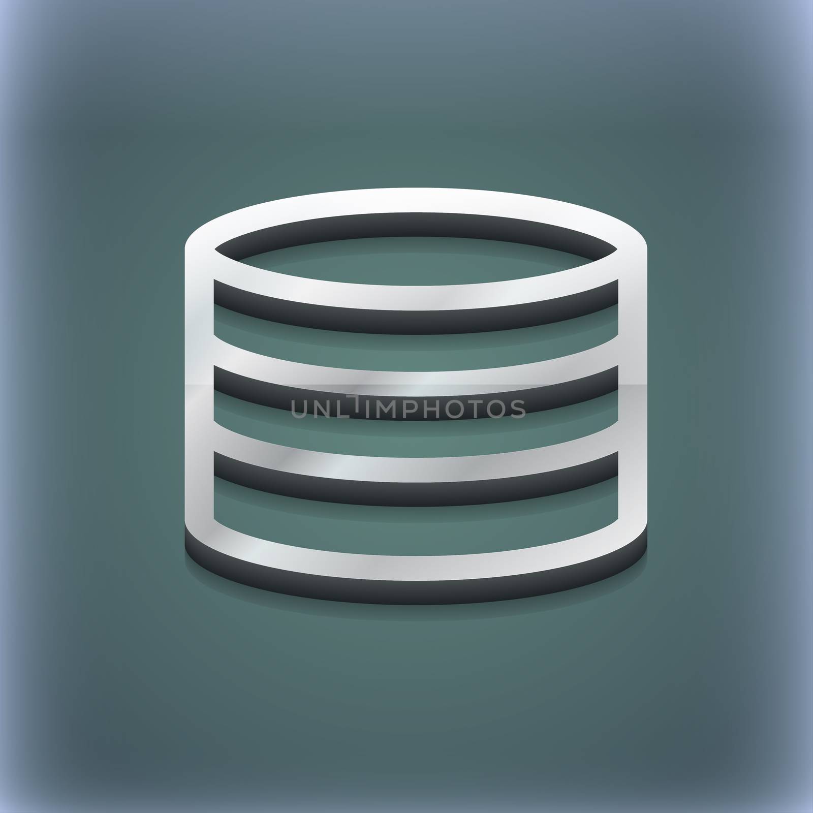 Hard disk and database icon symbol. 3D style. Trendy, modern design with space for your text illustration. Raster version