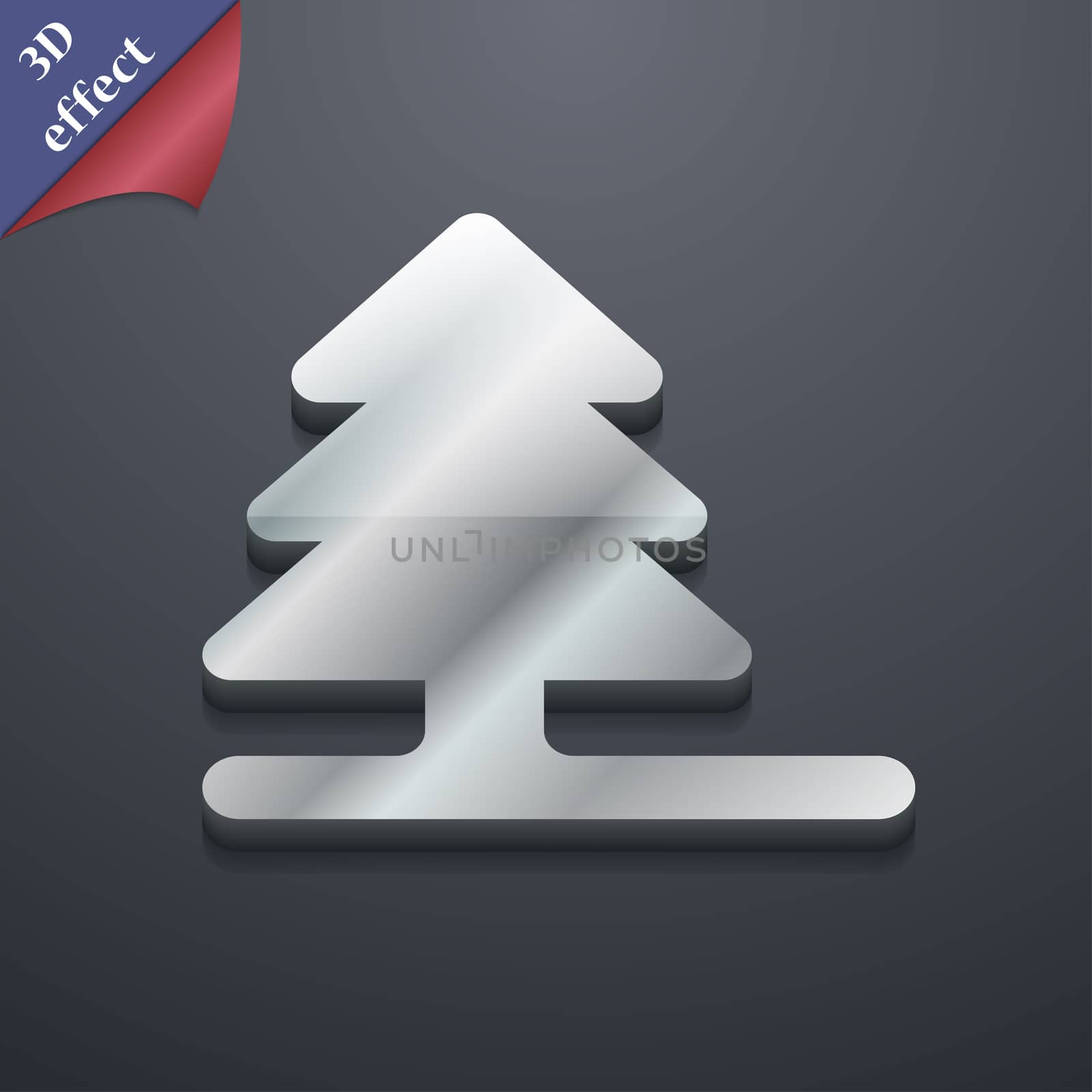 Christmas tree icon symbol. 3D style. Trendy, modern design with space for your text illustration. Rastrized copy