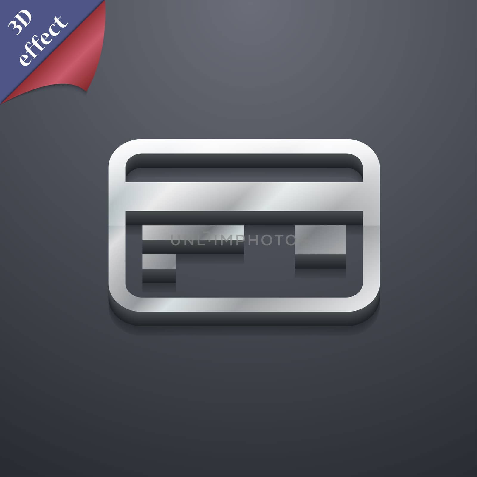 Credit, debit card icon symbol. 3D style. Trendy, modern design with space for your text illustration. Rastrized copy