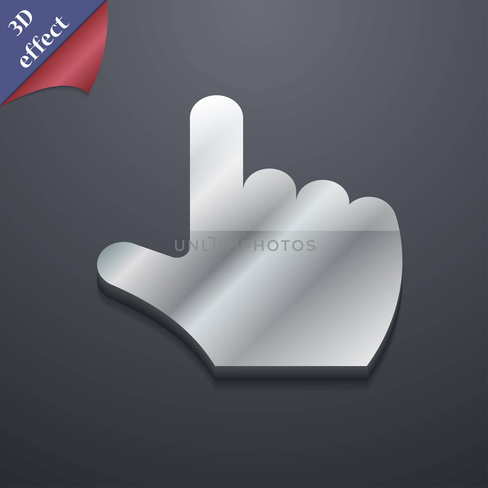 pointing hand icon symbol. 3D style. Trendy, modern design with space for your text . Rastrized by serhii_lohvyniuk