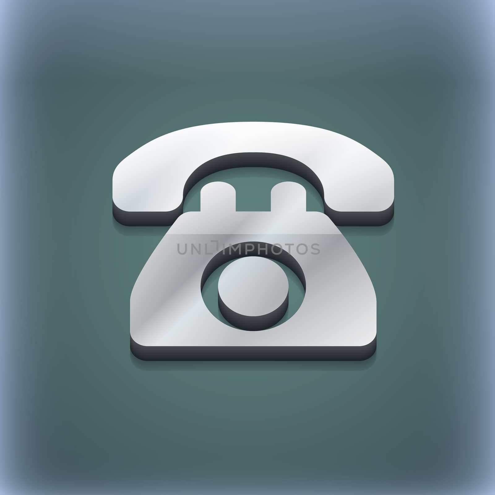 Retro telephone icon symbol. 3D style. Trendy, modern design with space for your text illustration. Raster version