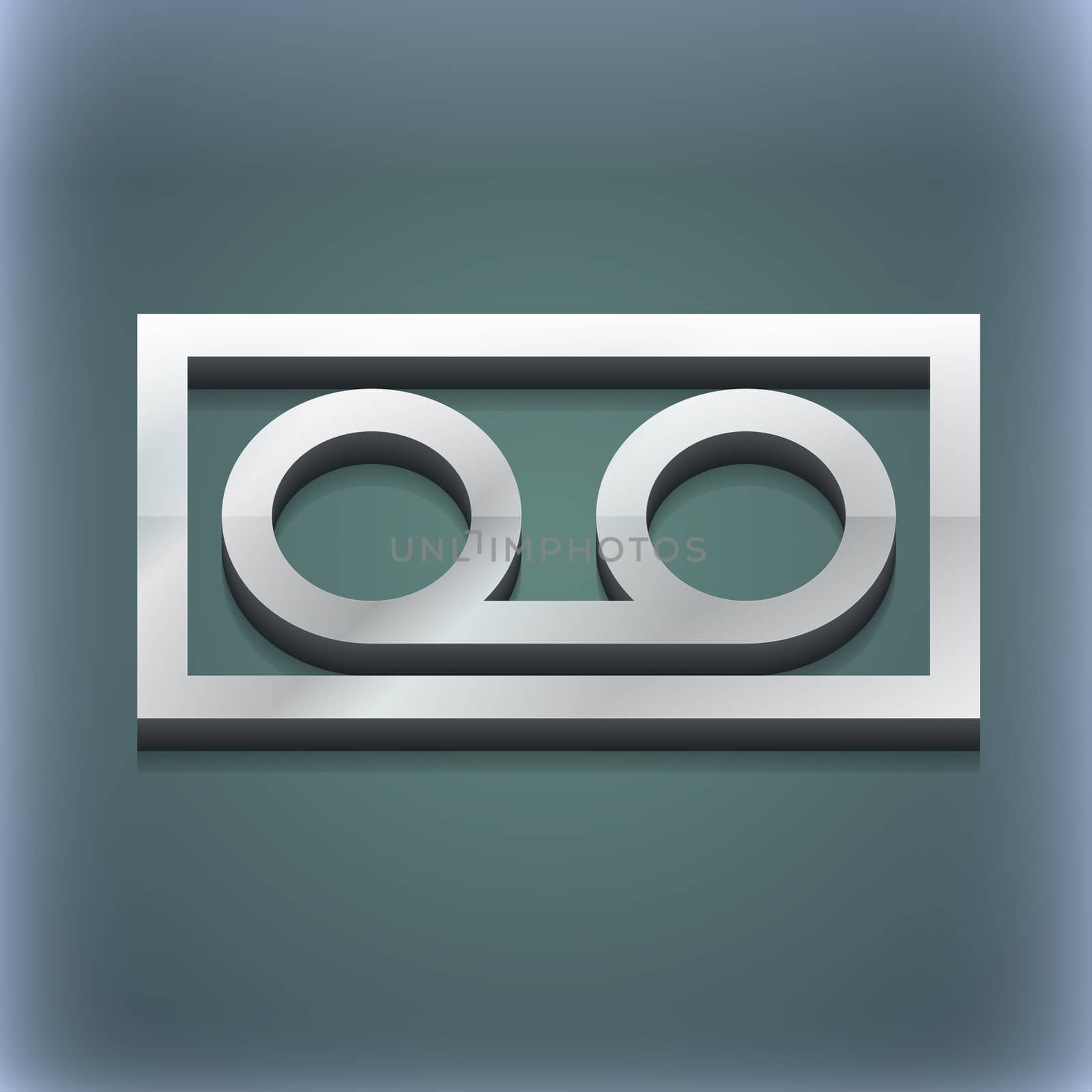 audio cassette icon symbol. 3D style. Trendy, modern design with space for your text . Raster by serhii_lohvyniuk