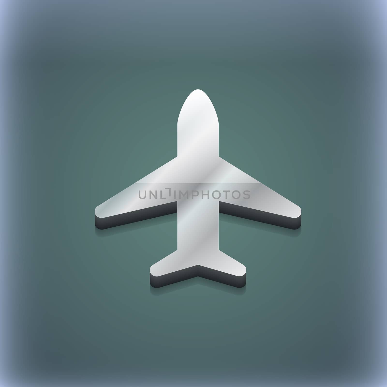 Airplane, Plane, Travel, Flight icon symbol. 3D style. Trendy, modern design with space for your text . Raster by serhii_lohvyniuk