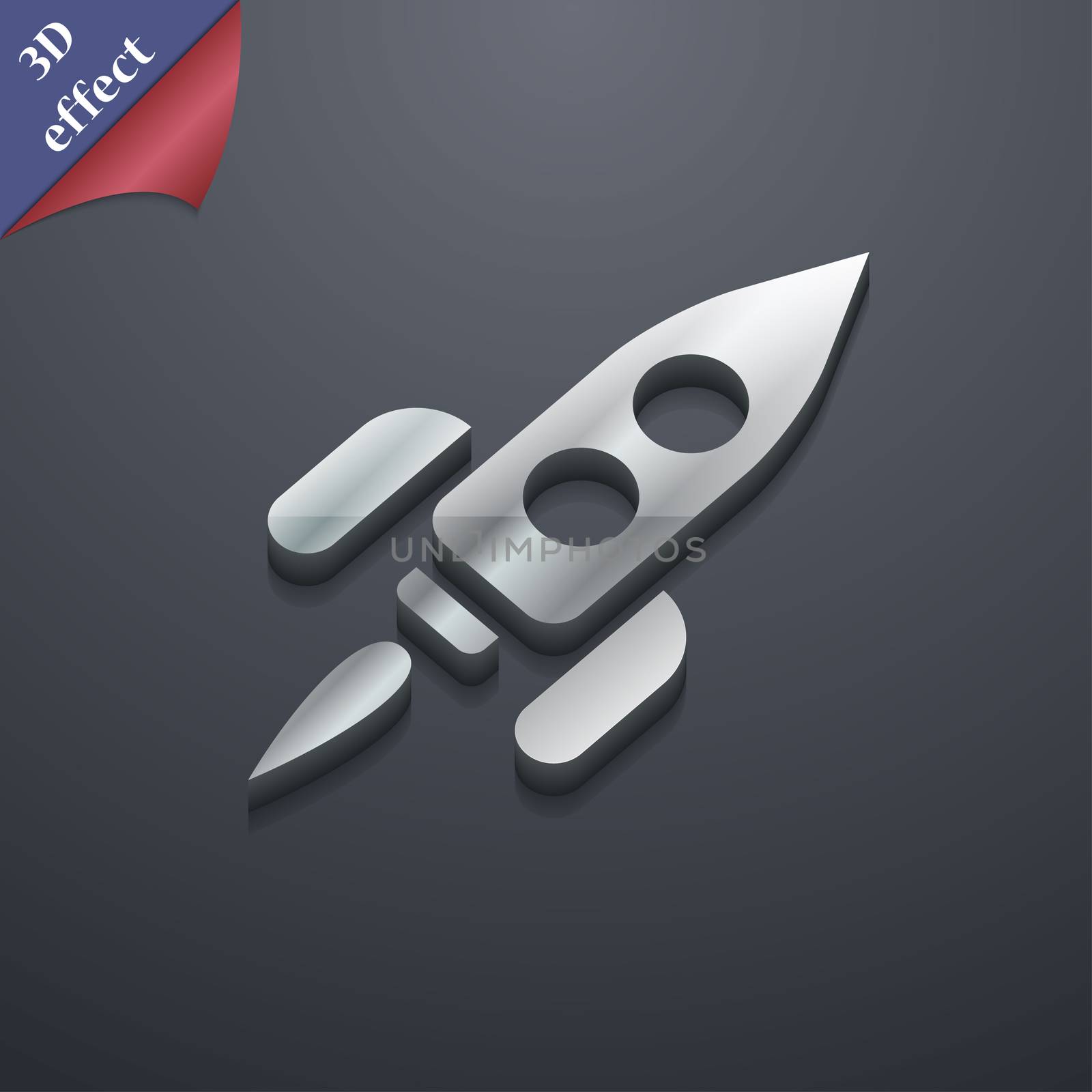 Rocket icon symbol. 3D style. Trendy, modern design with space for your text illustration. Rastrized copy
