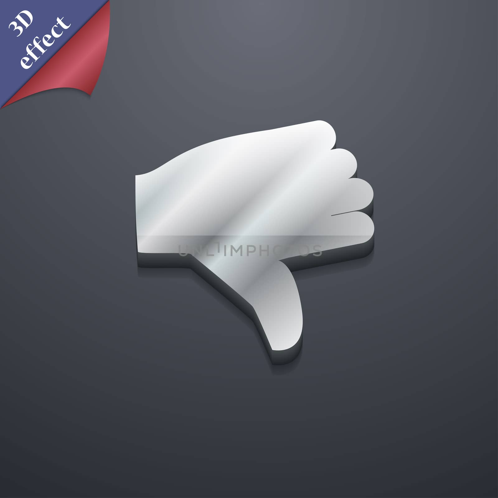 Dislike, Thumb down icon symbol. 3D style. Trendy, modern design with space for your text illustration. Rastrized copy
