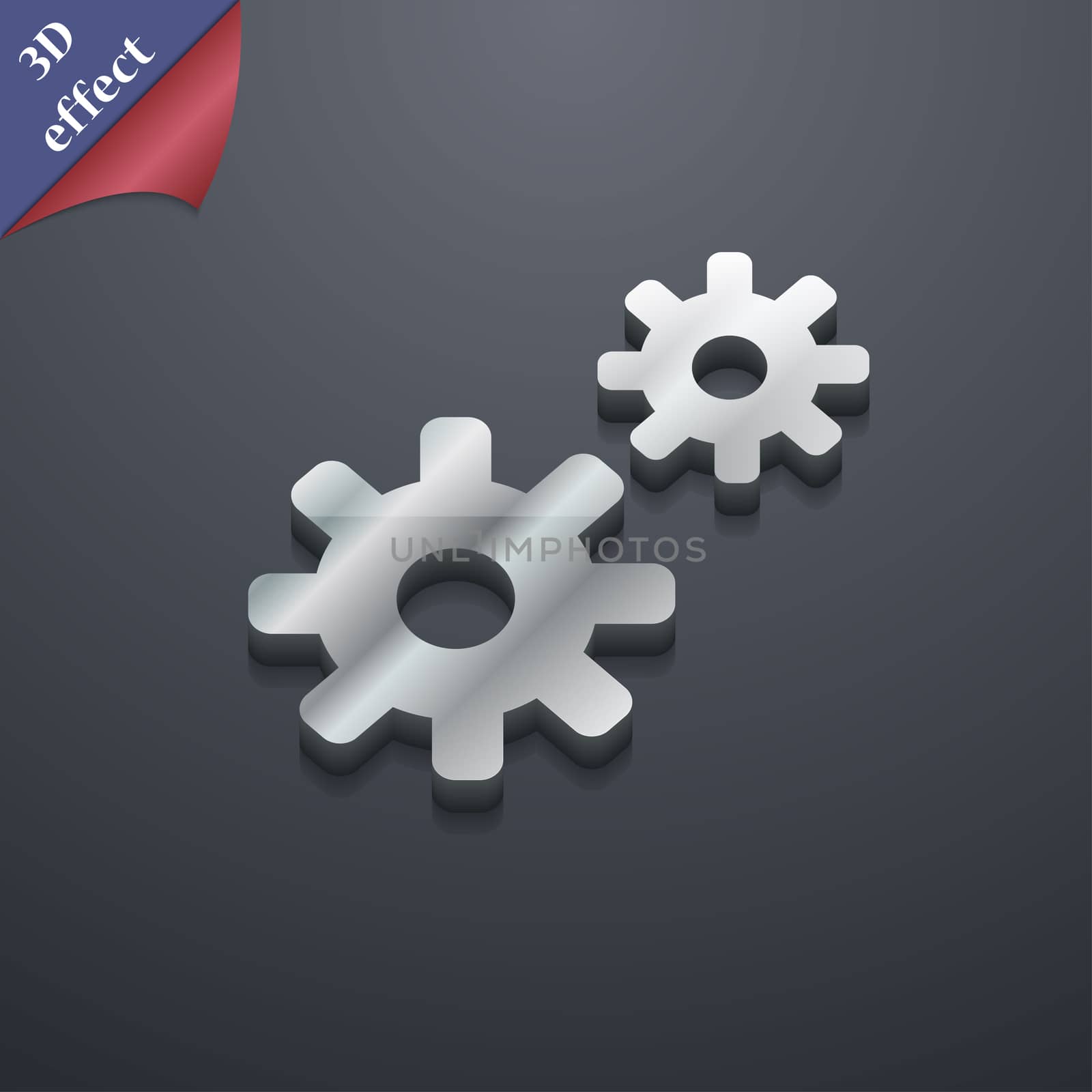 Cog settings, Cogwheel gear mechanism icon symbol. 3D style. Trendy, modern design with space for your text illustration. Rastrized copy