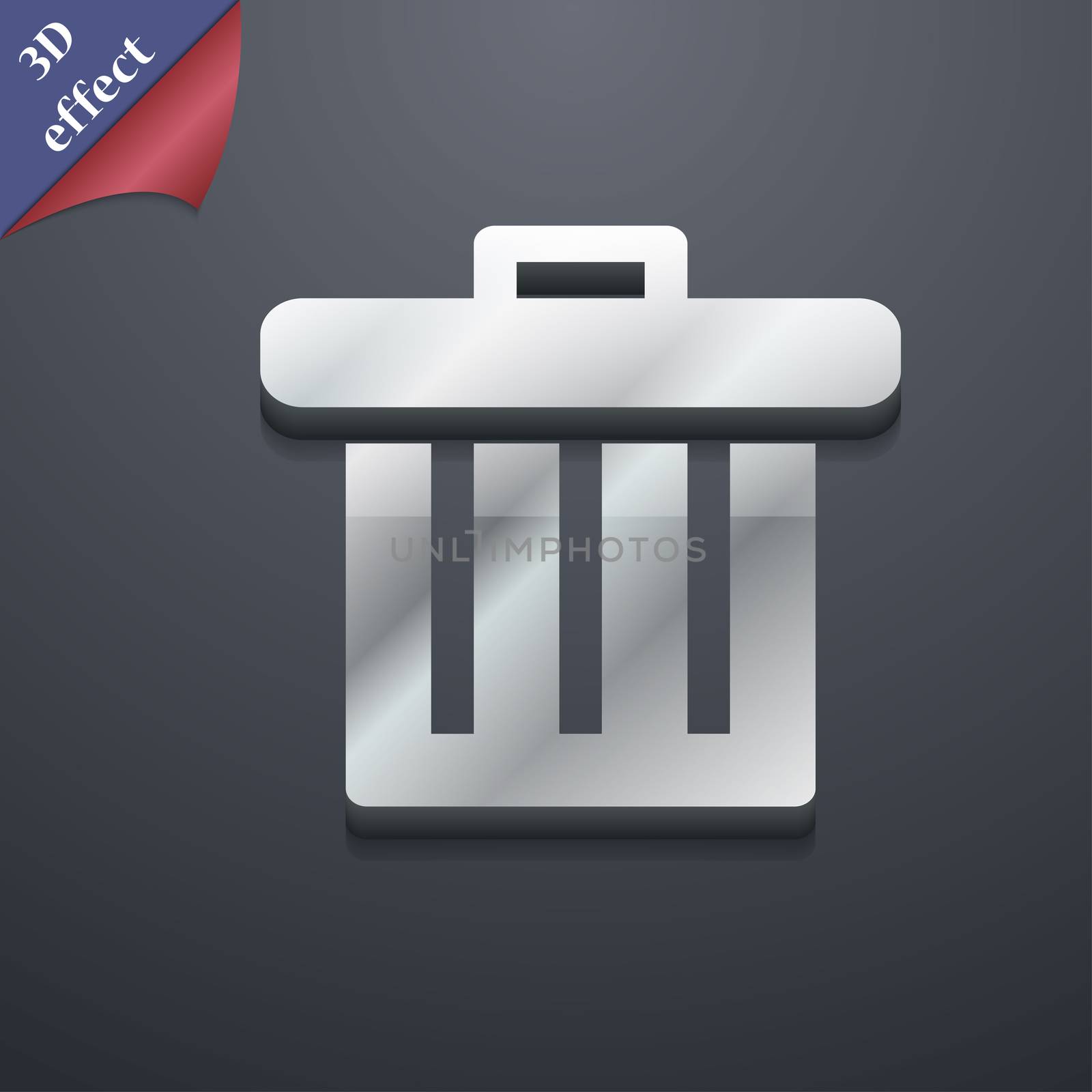 Recycle bin icon symbol. 3D style. Trendy, modern design with space for your text illustration. Rastrized copy