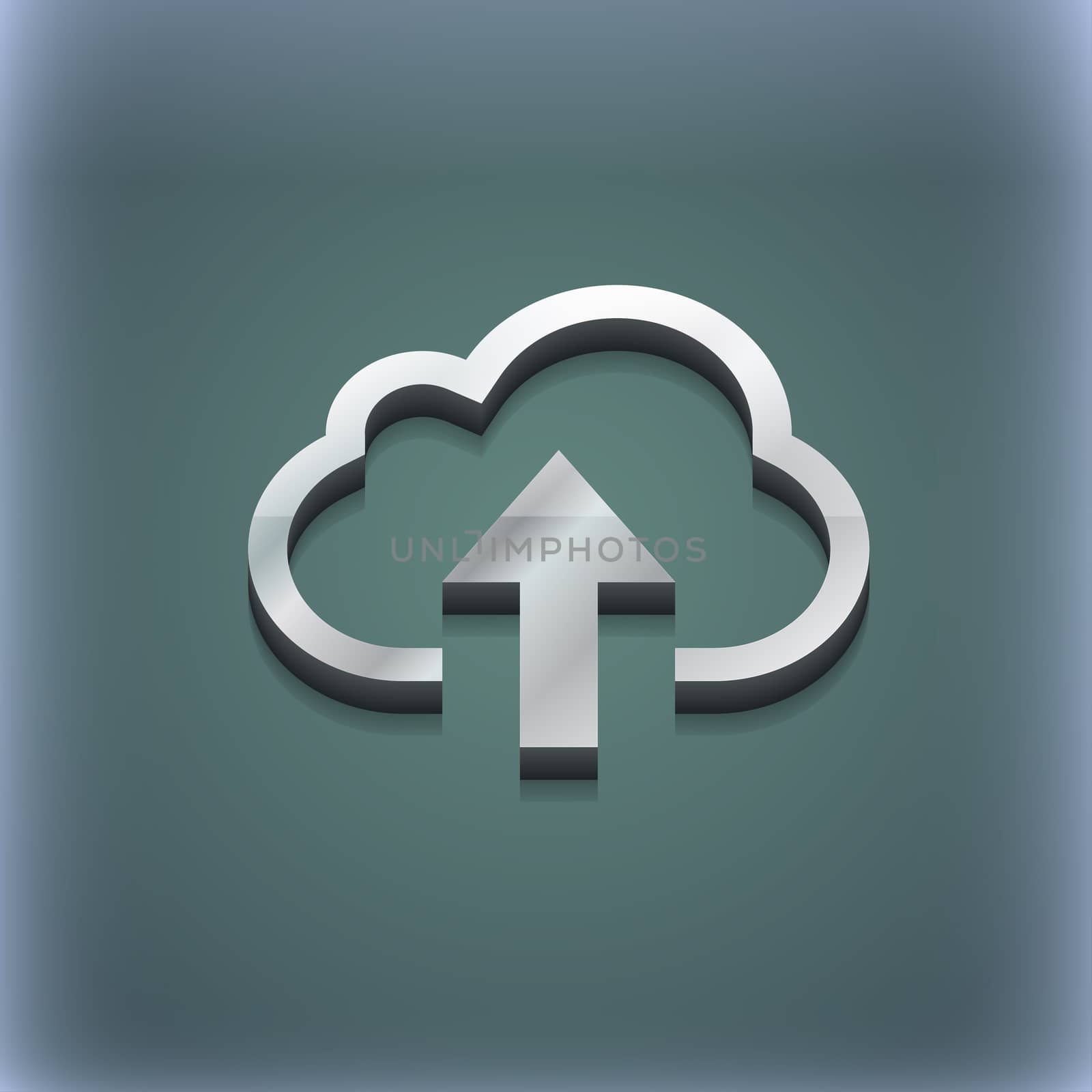 Upload from cloud icon symbol. 3D style. Trendy, modern design with space for your text illustration. Raster version