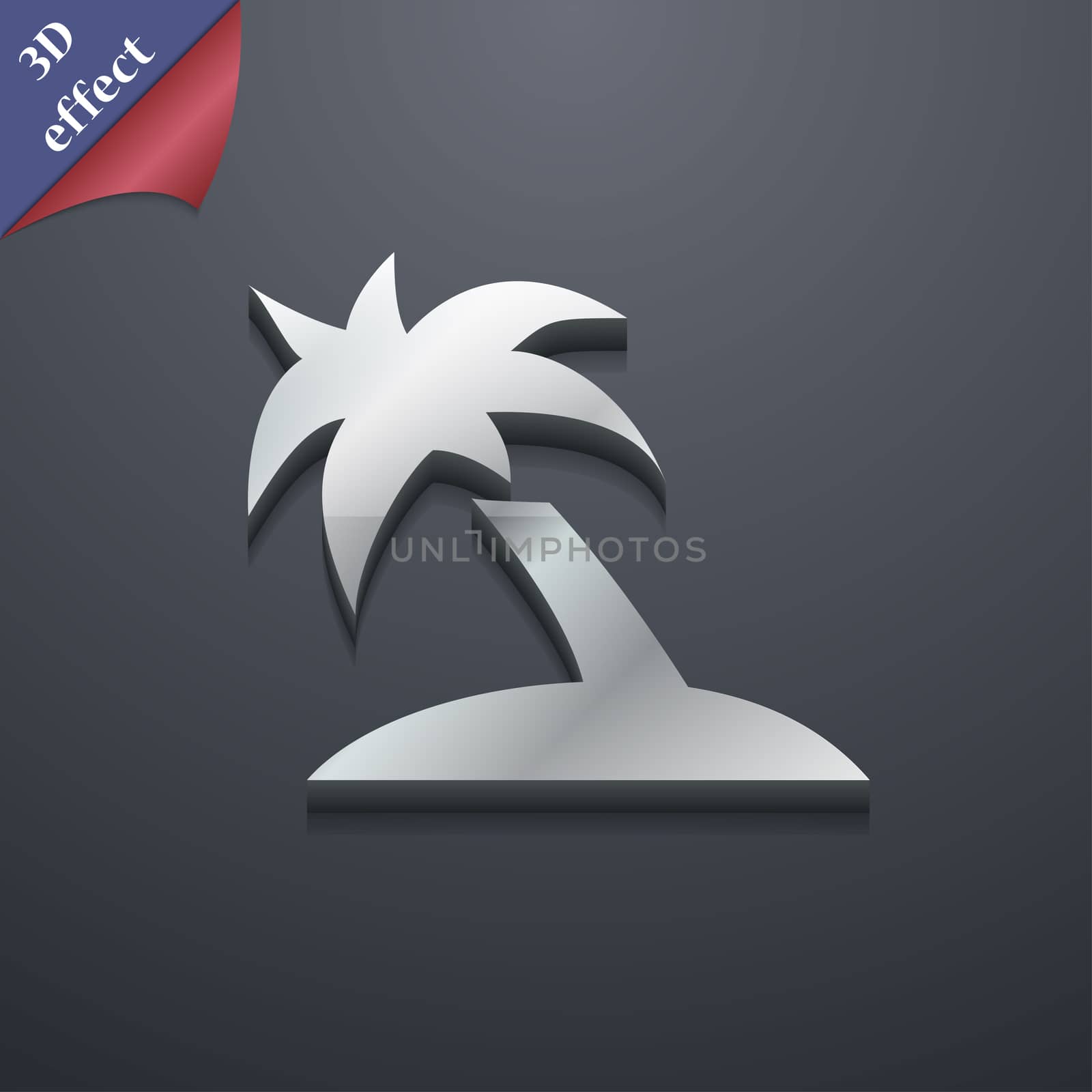 Palm Tree, Travel trip icon symbol. 3D style. Trendy, modern design with space for your text . Rastrized by serhii_lohvyniuk