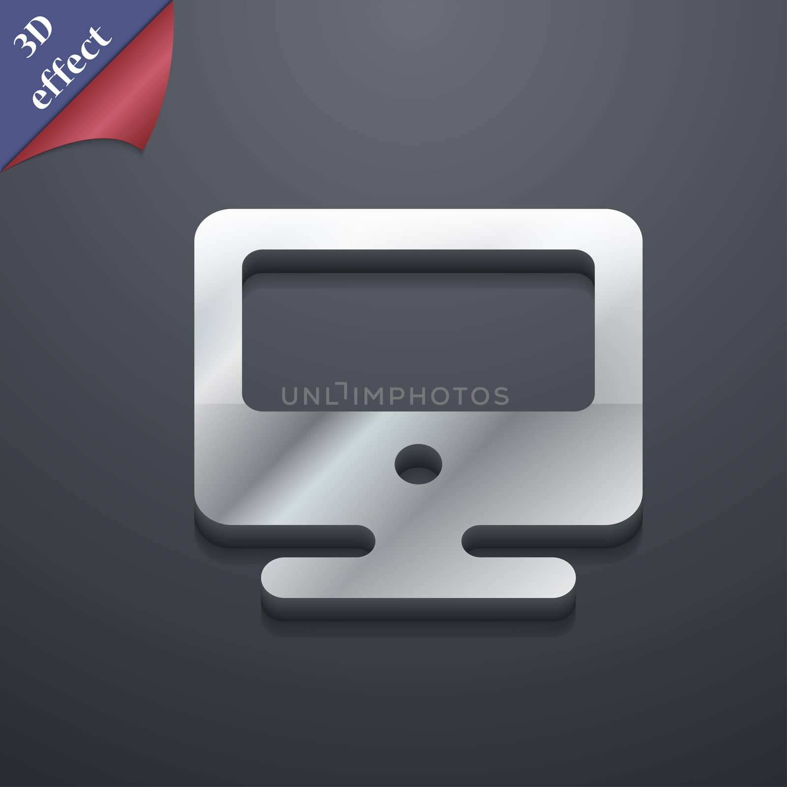 monitor icon symbol. 3D style. Trendy, modern design with space for your text . Rastrized by serhii_lohvyniuk