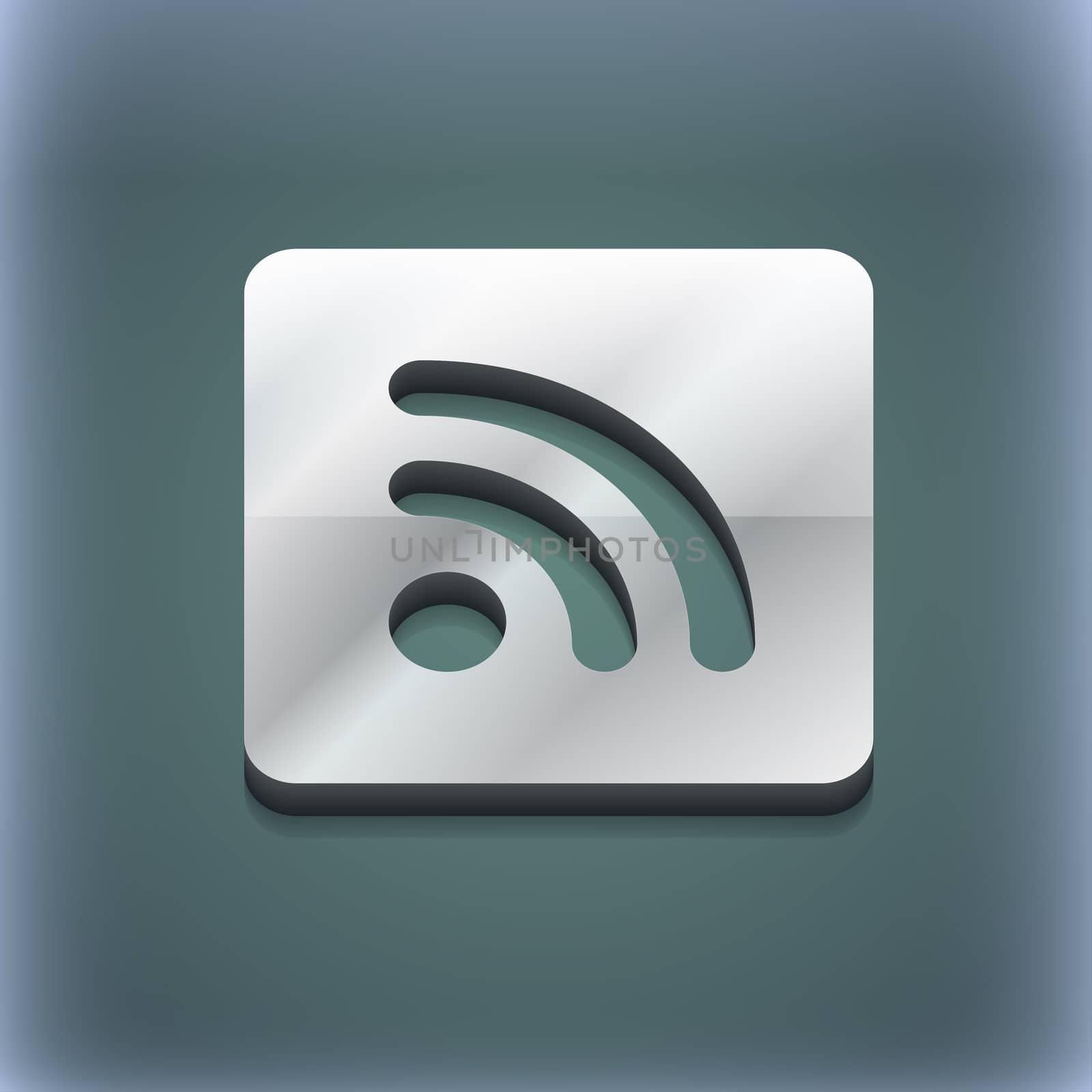 RSS feed icon symbol. 3D style. Trendy, modern design with space for your text illustration. Raster version