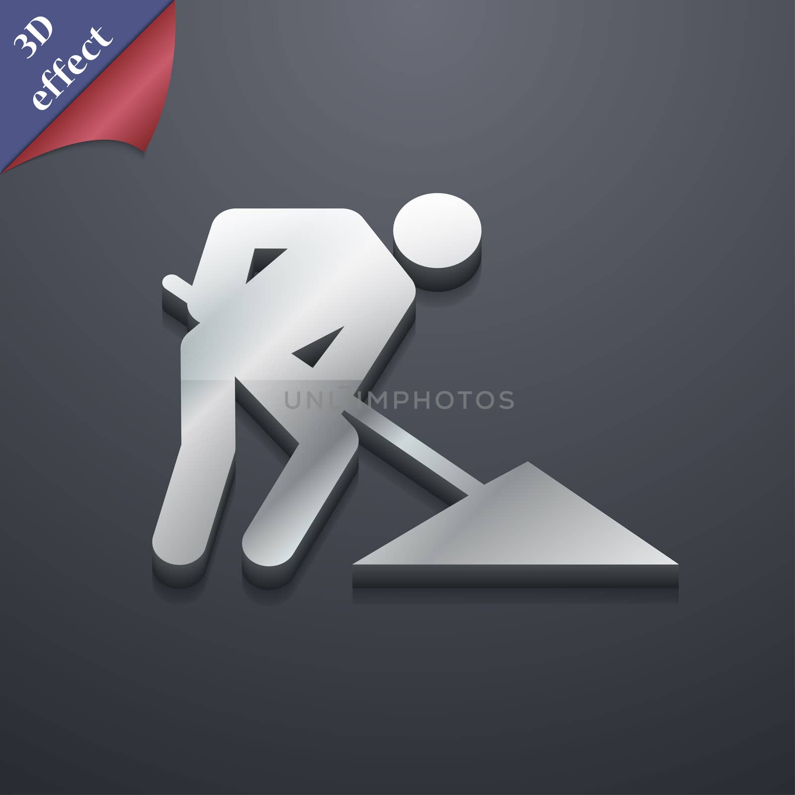 repair of road, construction work icon symbol. 3D style. Trendy, modern design with space for your text . Rastrized by serhii_lohvyniuk