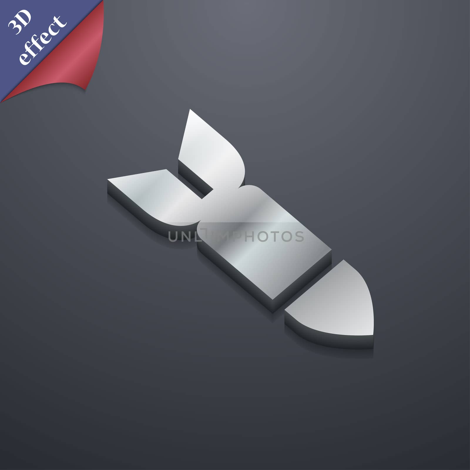 Missile,Rocket weapon icon symbol. 3D style. Trendy, modern design with space for your text . Rastrized by serhii_lohvyniuk