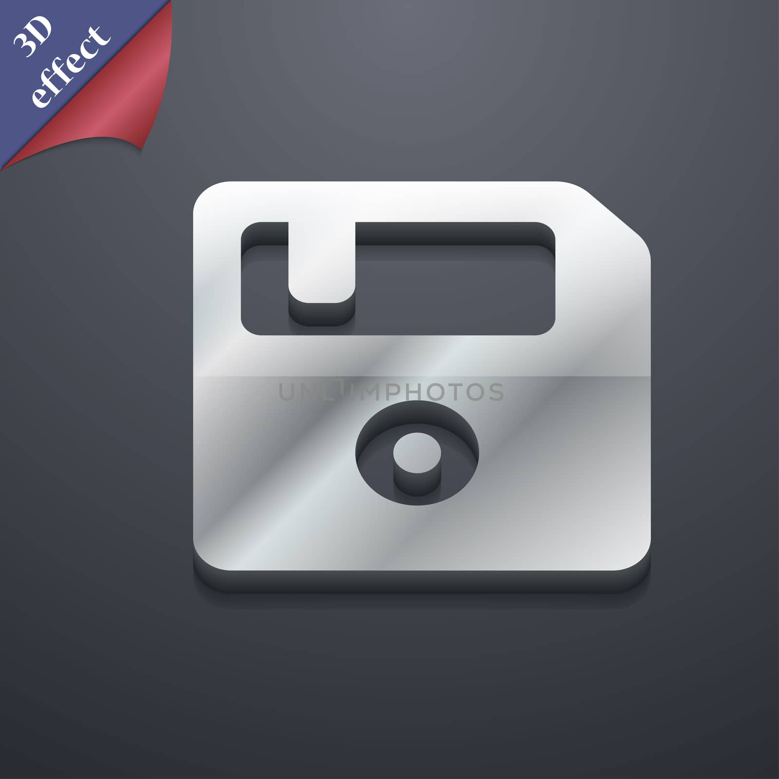 floppy icon symbol. 3D style. Trendy, modern design with space for your text illustration. Rastrized copy