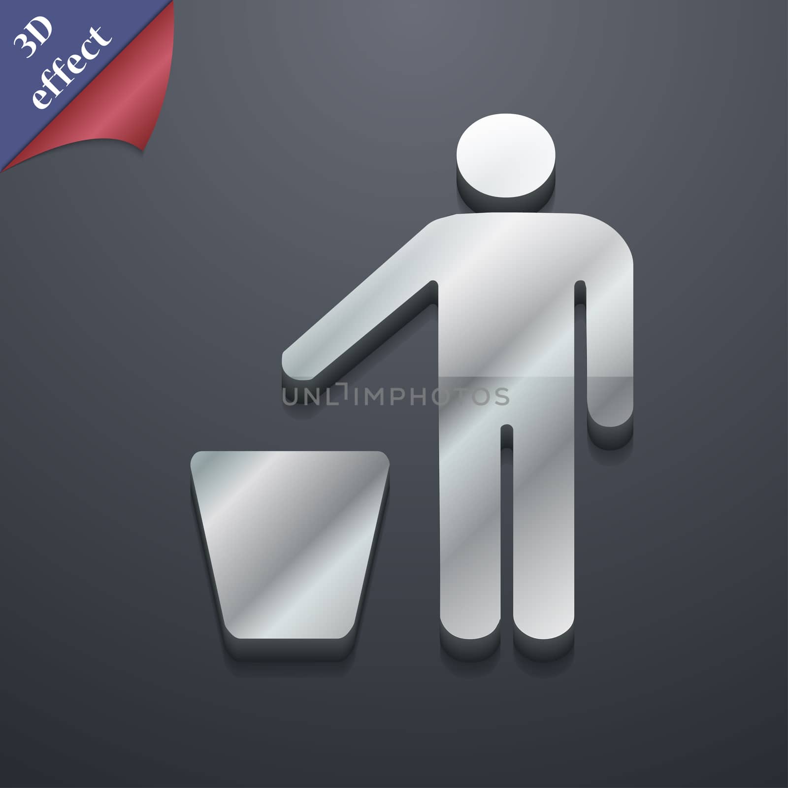 throw away the trash icon symbol. 3D style. Trendy, modern design with space for your text illustration. Rastrized copy