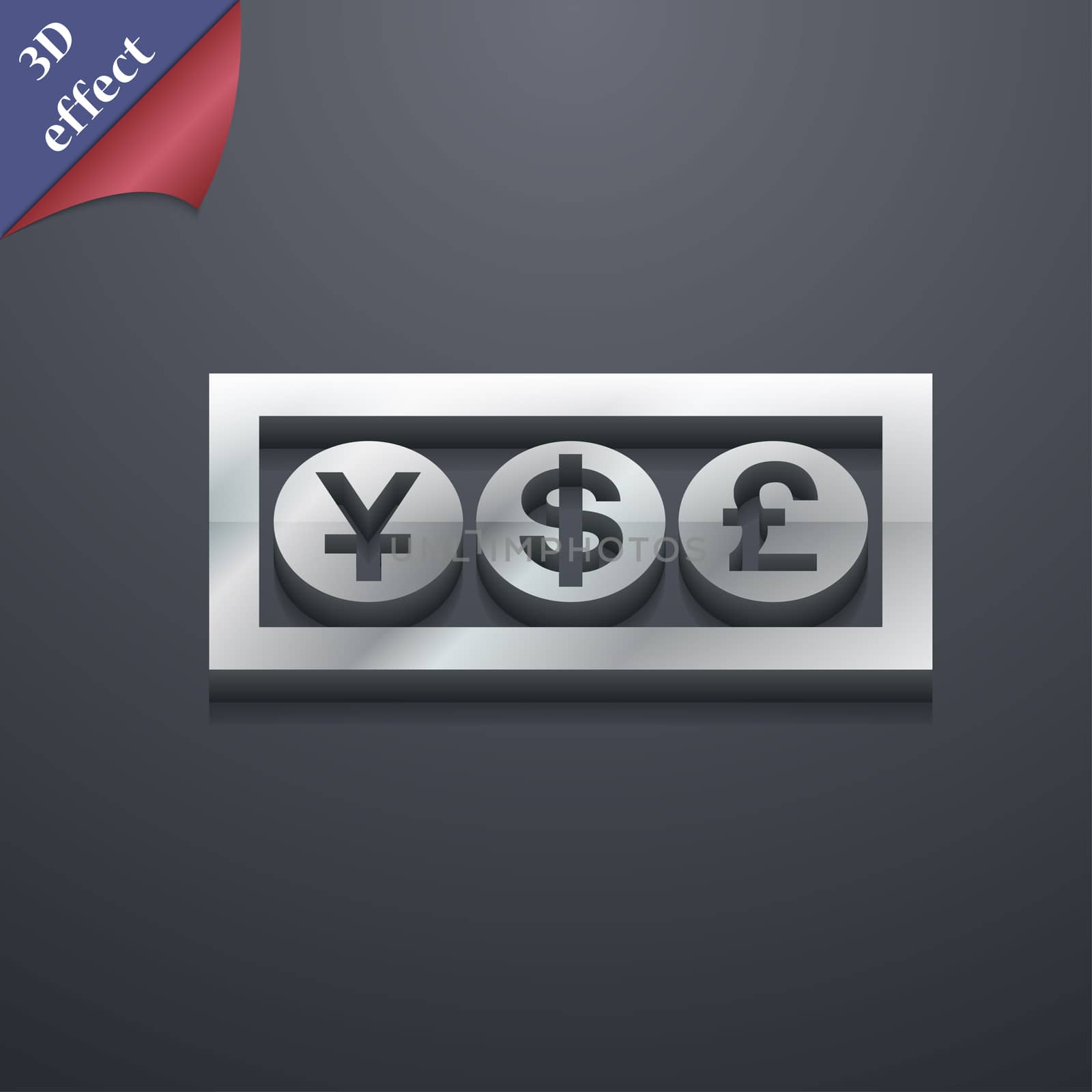 Cash currency icon symbol. 3D style. Trendy, modern design with space for your text illustration. Rastrized copy