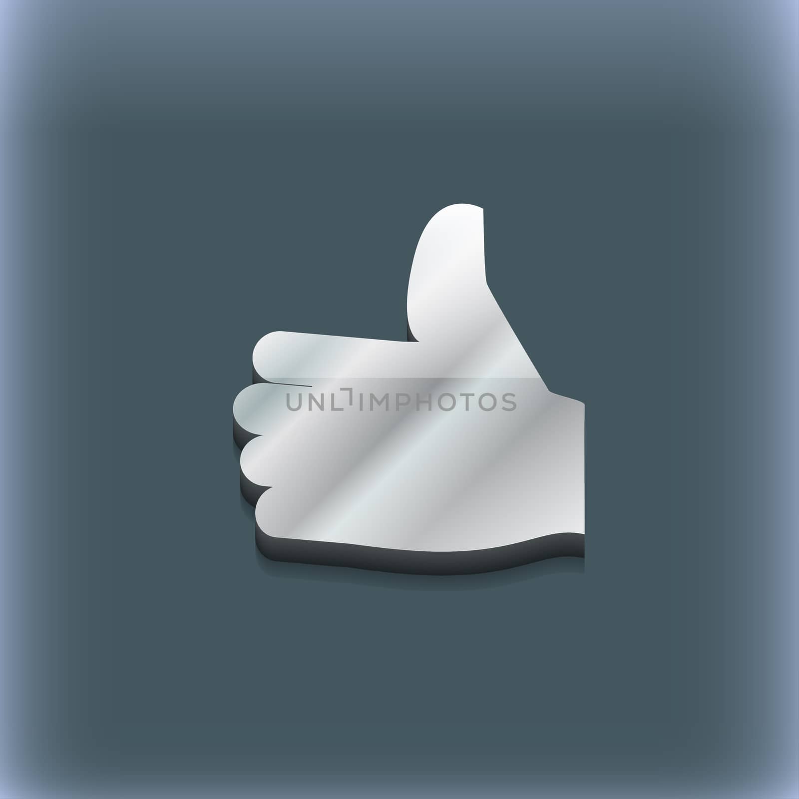 Like, Thumb up icon symbol. 3D style. Trendy, modern design with space for your text illustration. Raster version