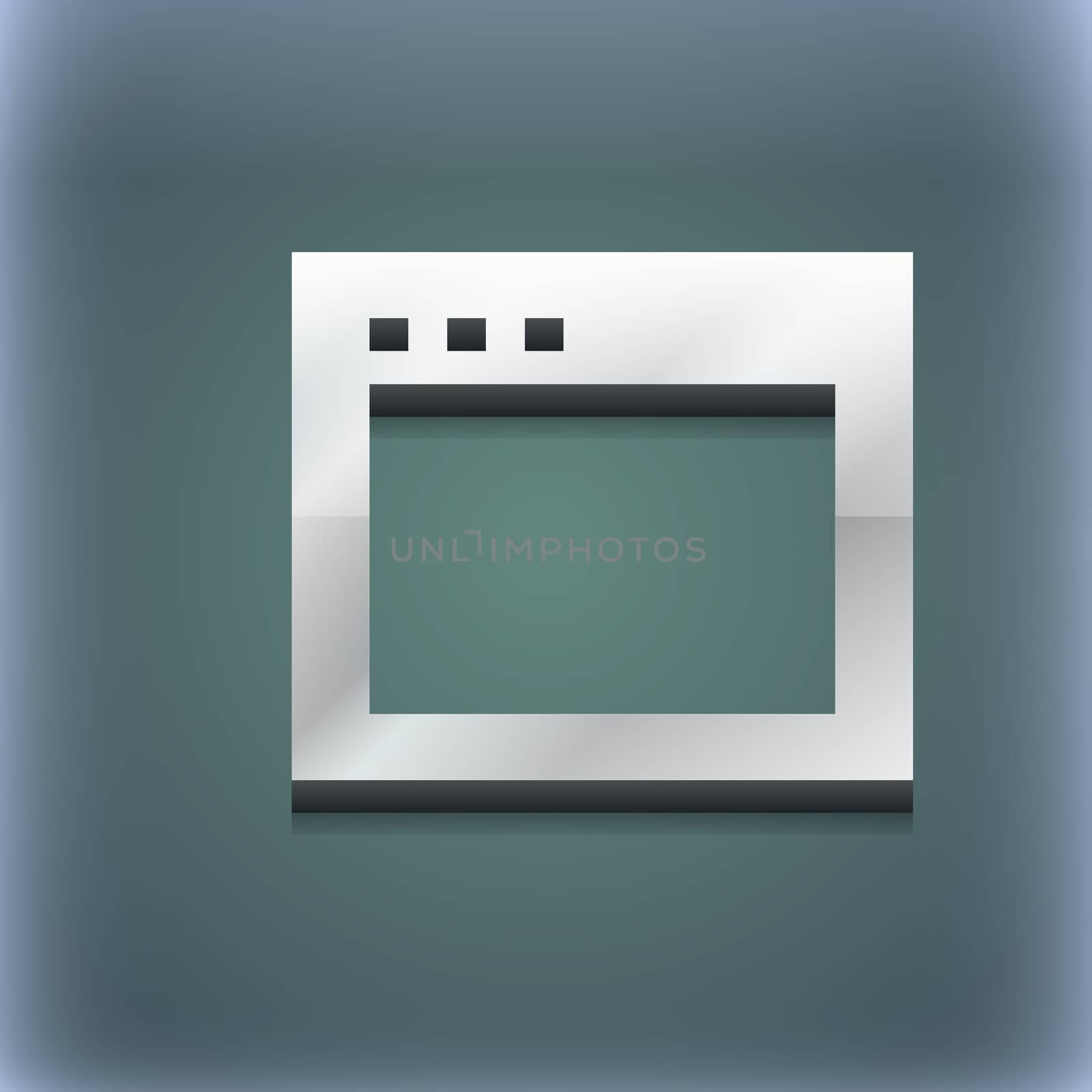 Simple Browser window icon symbol. 3D style. Trendy, modern design with space for your text . Raster by serhii_lohvyniuk