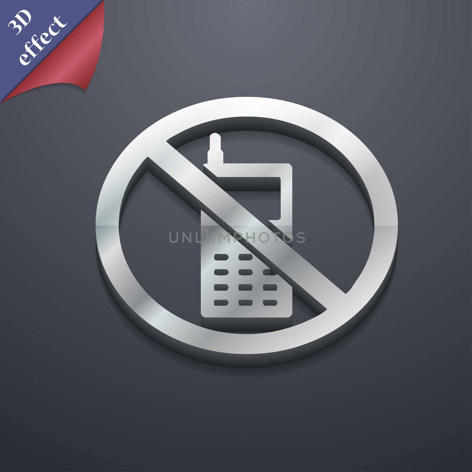 mobile phone is prohibited icon symbol. 3D style. Trendy, modern design with space for your text illustration. Rastrized copy