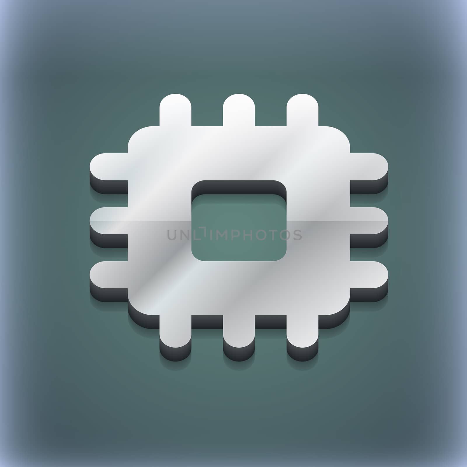 Central Processing Unit icon symbol. 3D style. Trendy, modern design with space for your text . Raster by serhii_lohvyniuk