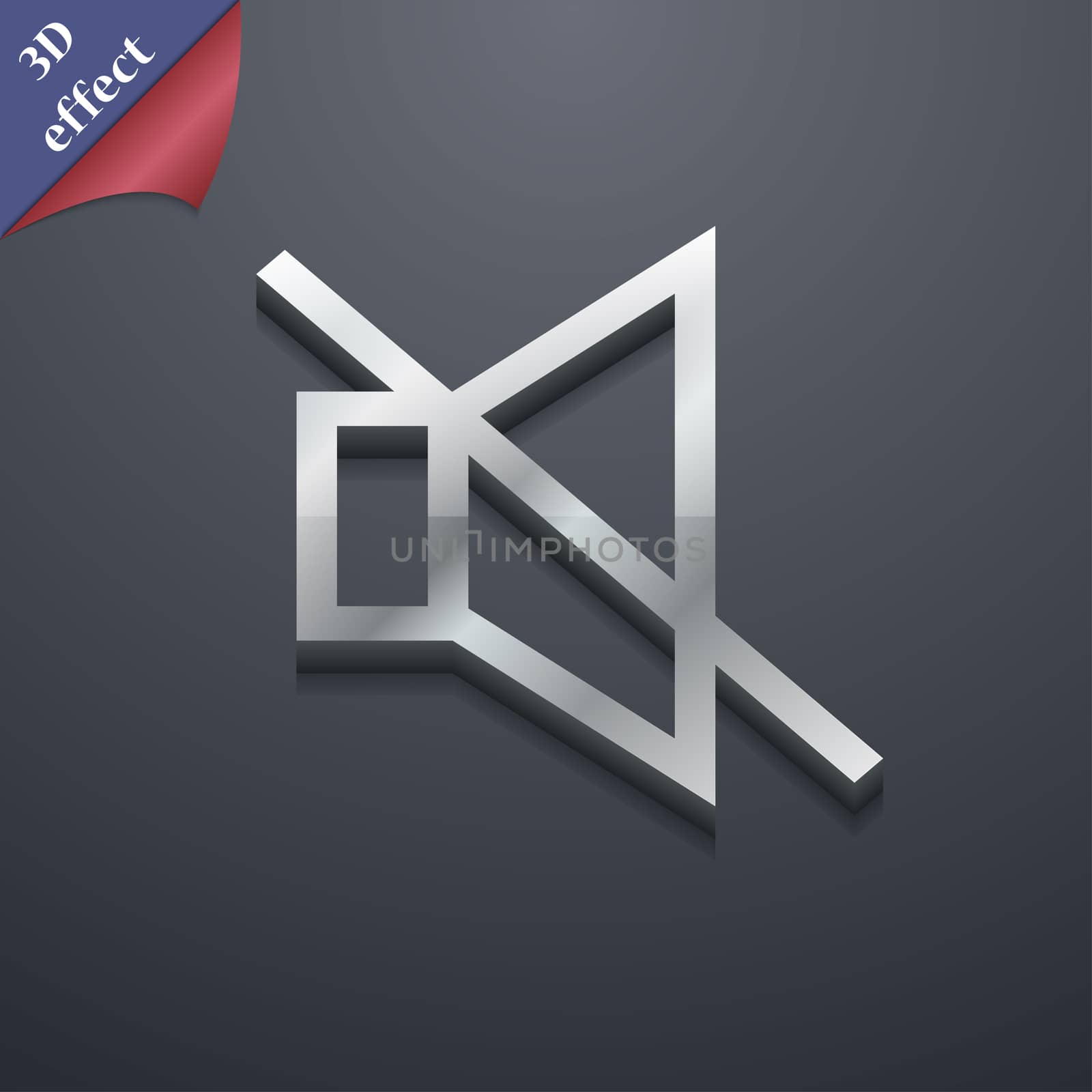 without sound, mute icon symbol. 3D style. Trendy, modern design with space for your text illustration. Rastrized copy