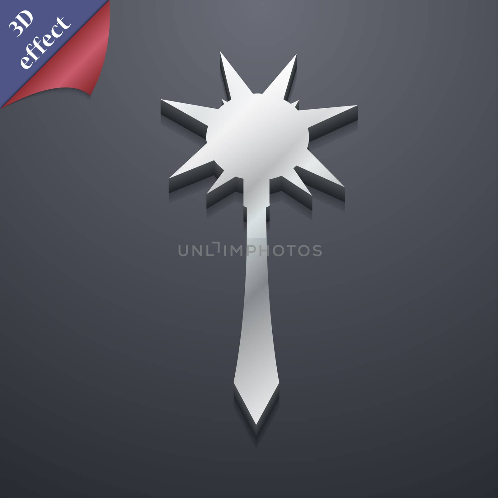 Mace icon symbol. 3D style. Trendy, modern design with space for your text . Rastrized by serhii_lohvyniuk