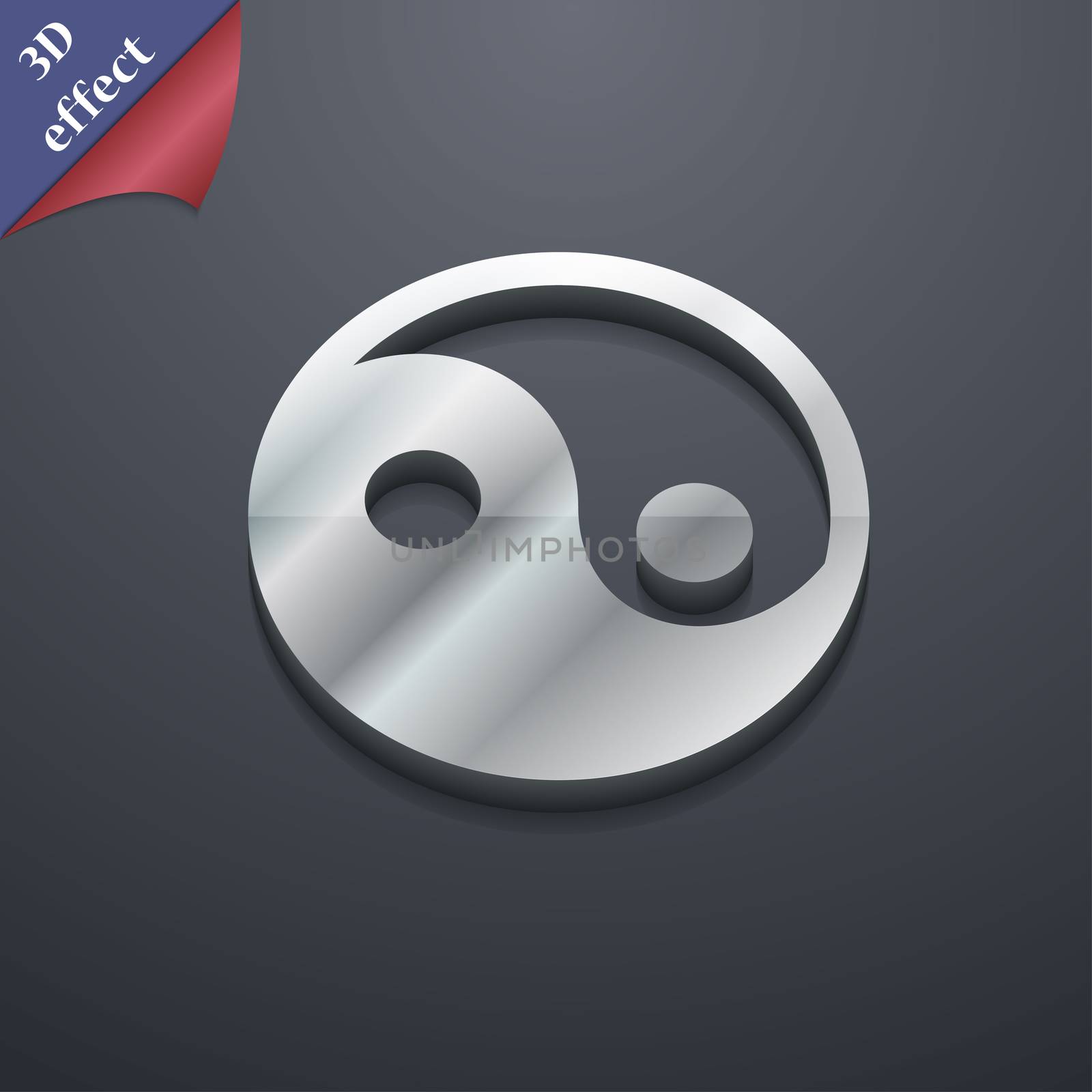 Ying yang icon symbol. 3D style. Trendy, modern design with space for your text illustration. Rastrized copy
