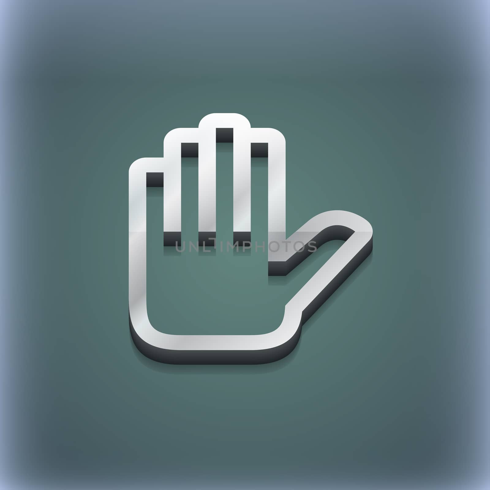 Hand print, Stop icon symbol. 3D style. Trendy, modern design with space for your text illustration. Raster version