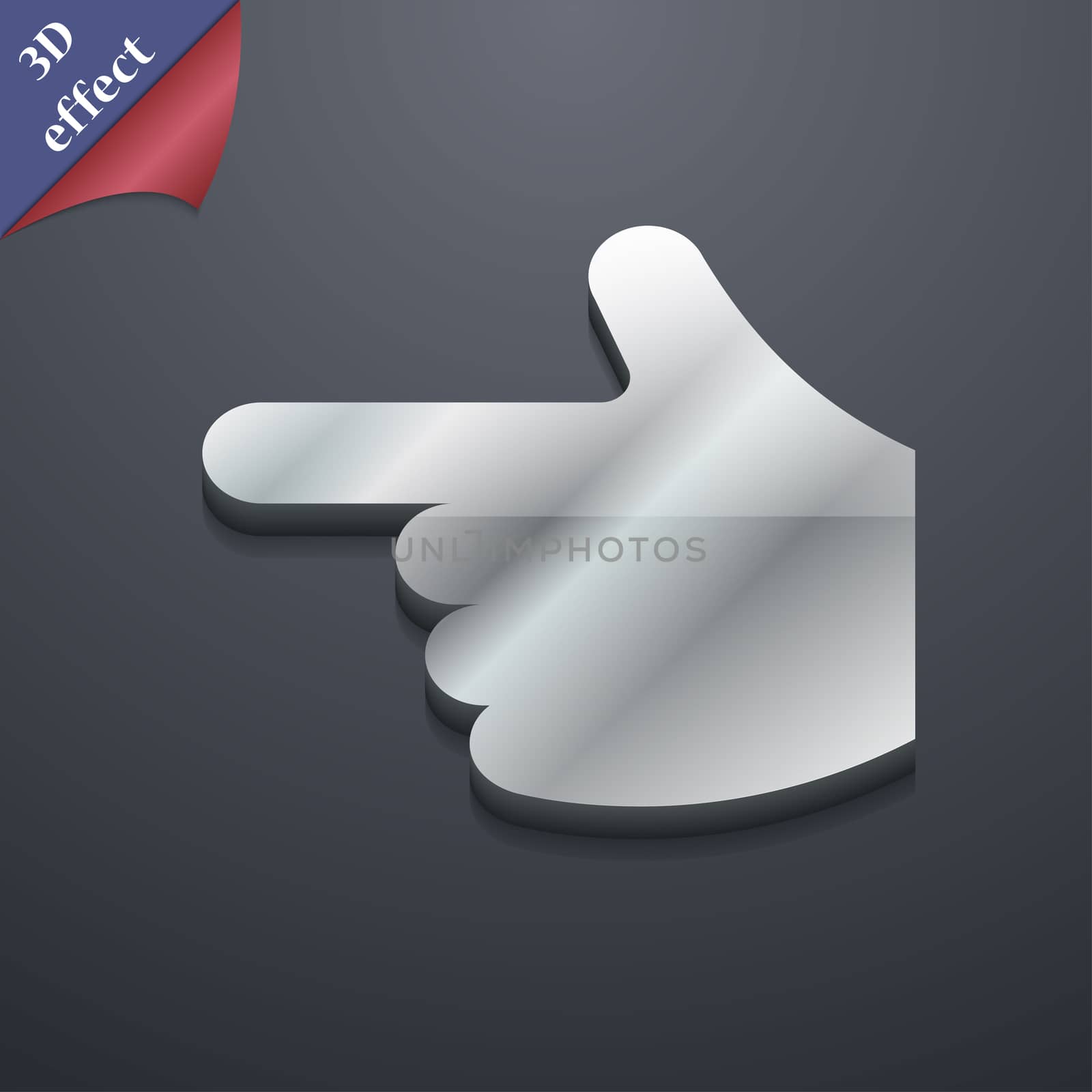 pointing hand icon symbol. 3D style. Trendy, modern design with space for your text . Rastrized by serhii_lohvyniuk