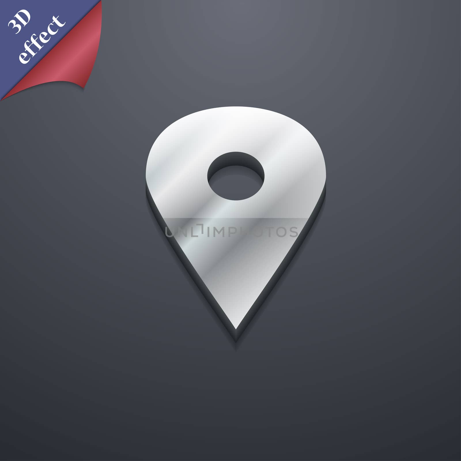 Map pointer, GPS location icon symbol. 3D style. Trendy, modern design with space for your text illustration. Rastrized copy