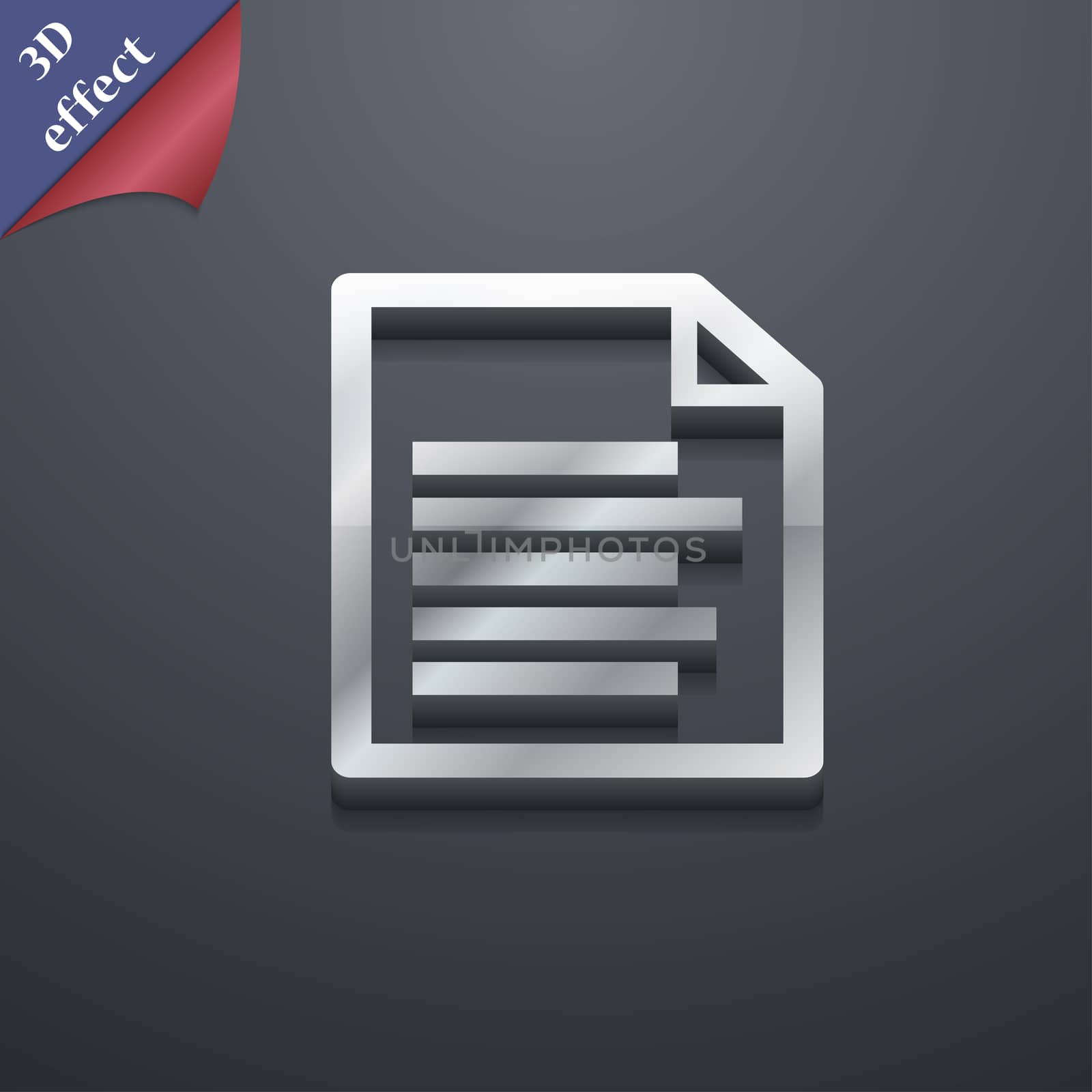 Text file icon symbol. 3D style. Trendy, modern design with space for your text illustration. Rastrized copy