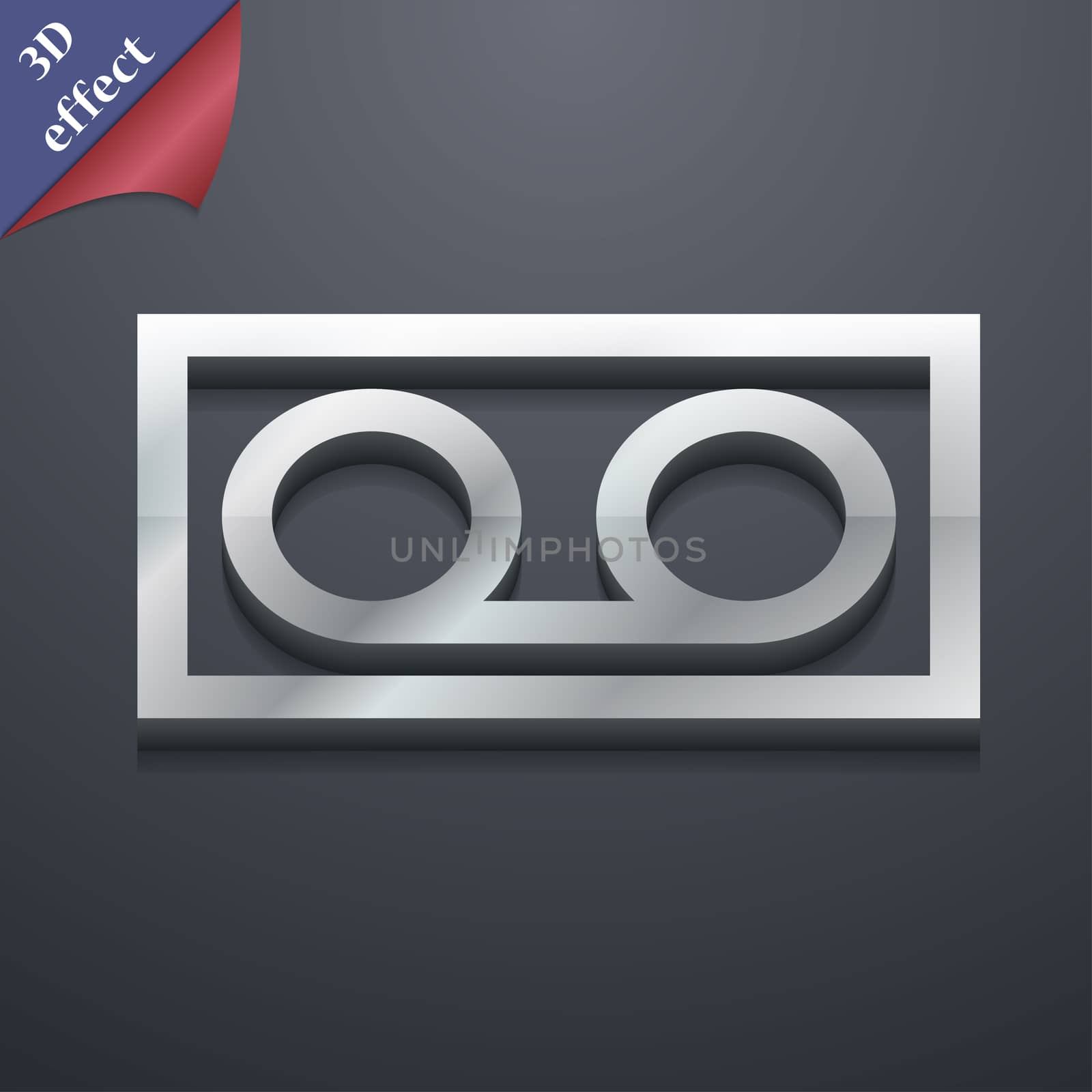 audio cassette icon symbol. 3D style. Trendy, modern design with space for your text illustration. Rastrized copy